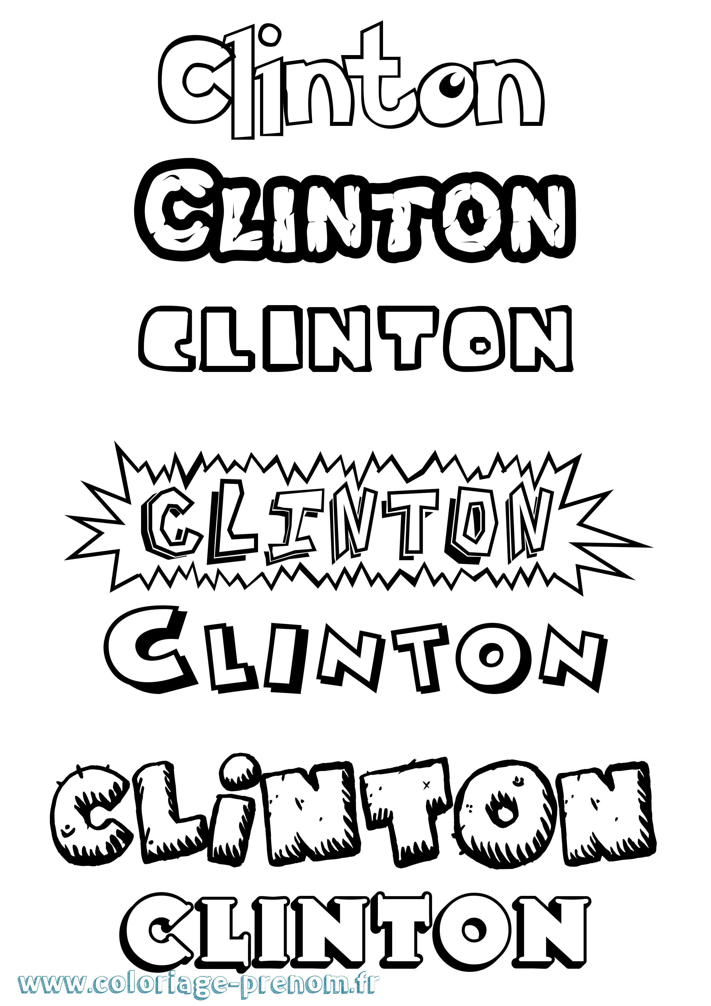 Coloriage Clinton Dessin Animé Coloriage prénom Clinton Dessin Animé
