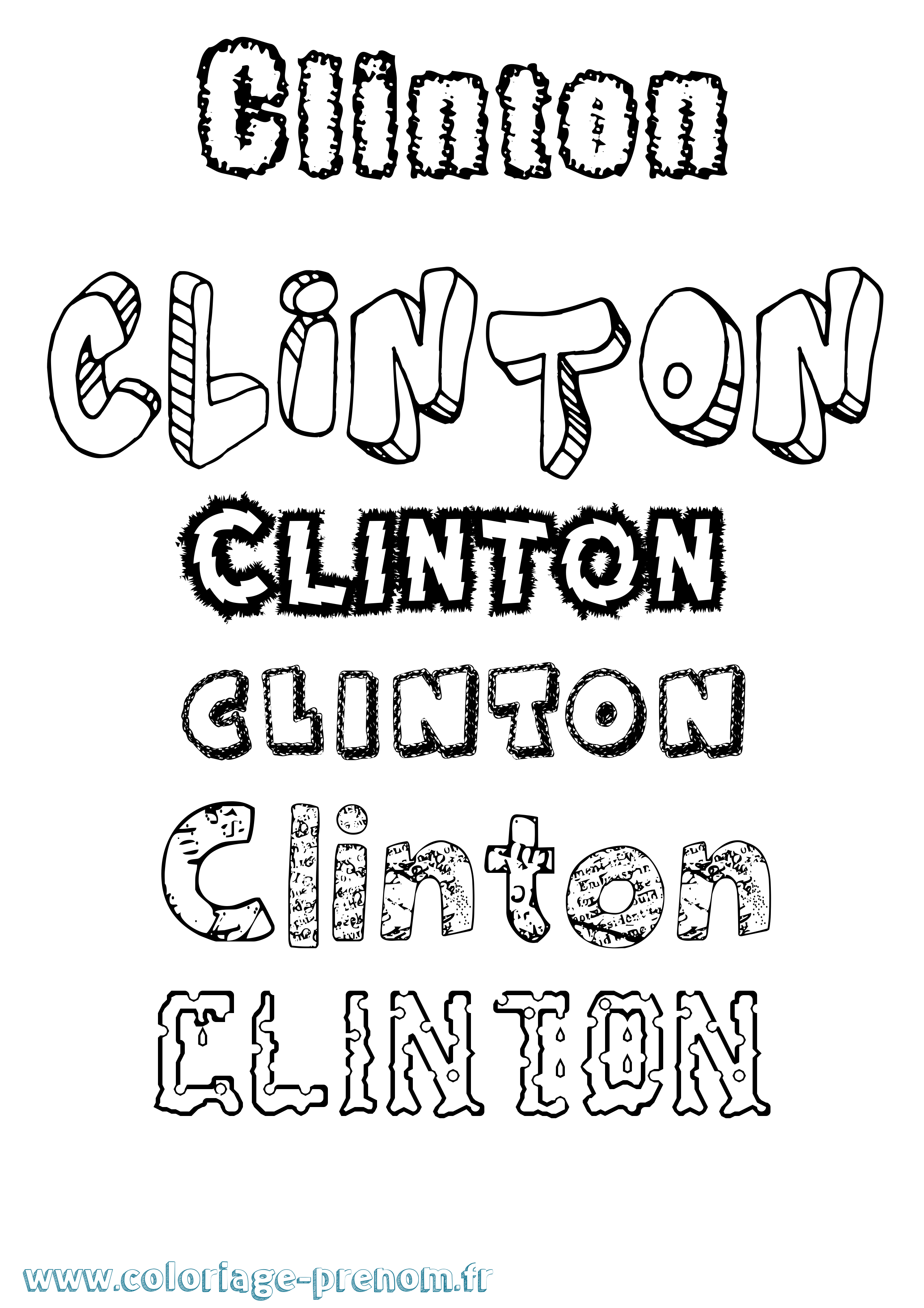 Coloriage Clinton Destructuré Coloriage prénom Clinton Destructuré