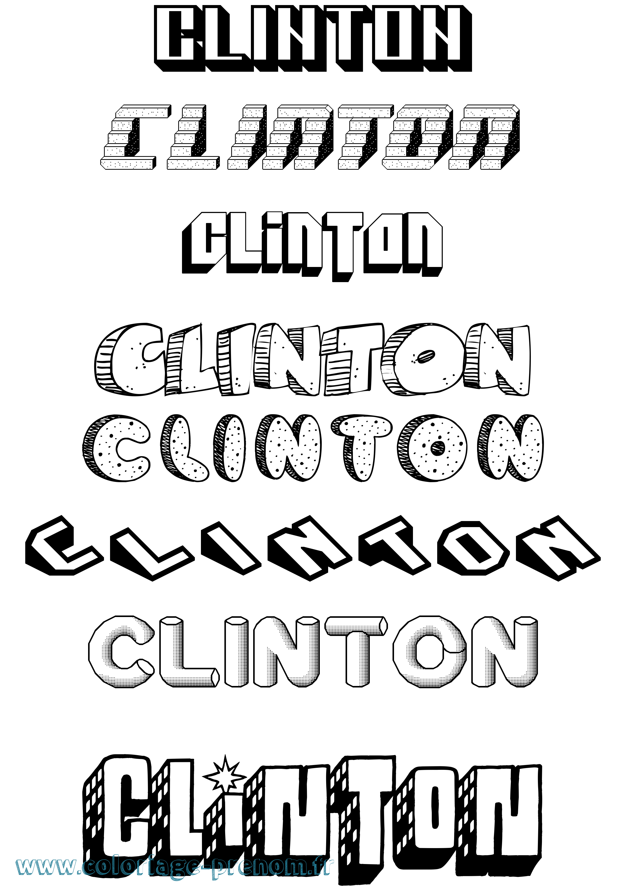 Coloriage Clinton Effet 3D Coloriage prénom Clinton Effet 3D
