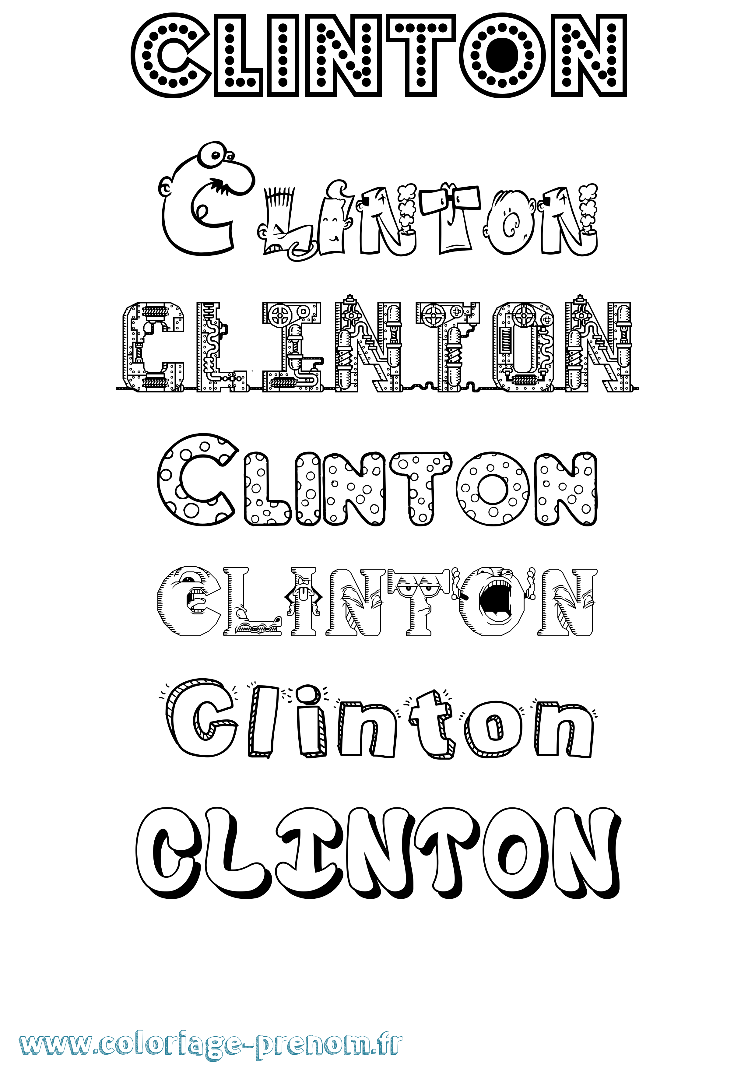 Coloriage Clinton Fun Coloriage prénom Clinton Fun