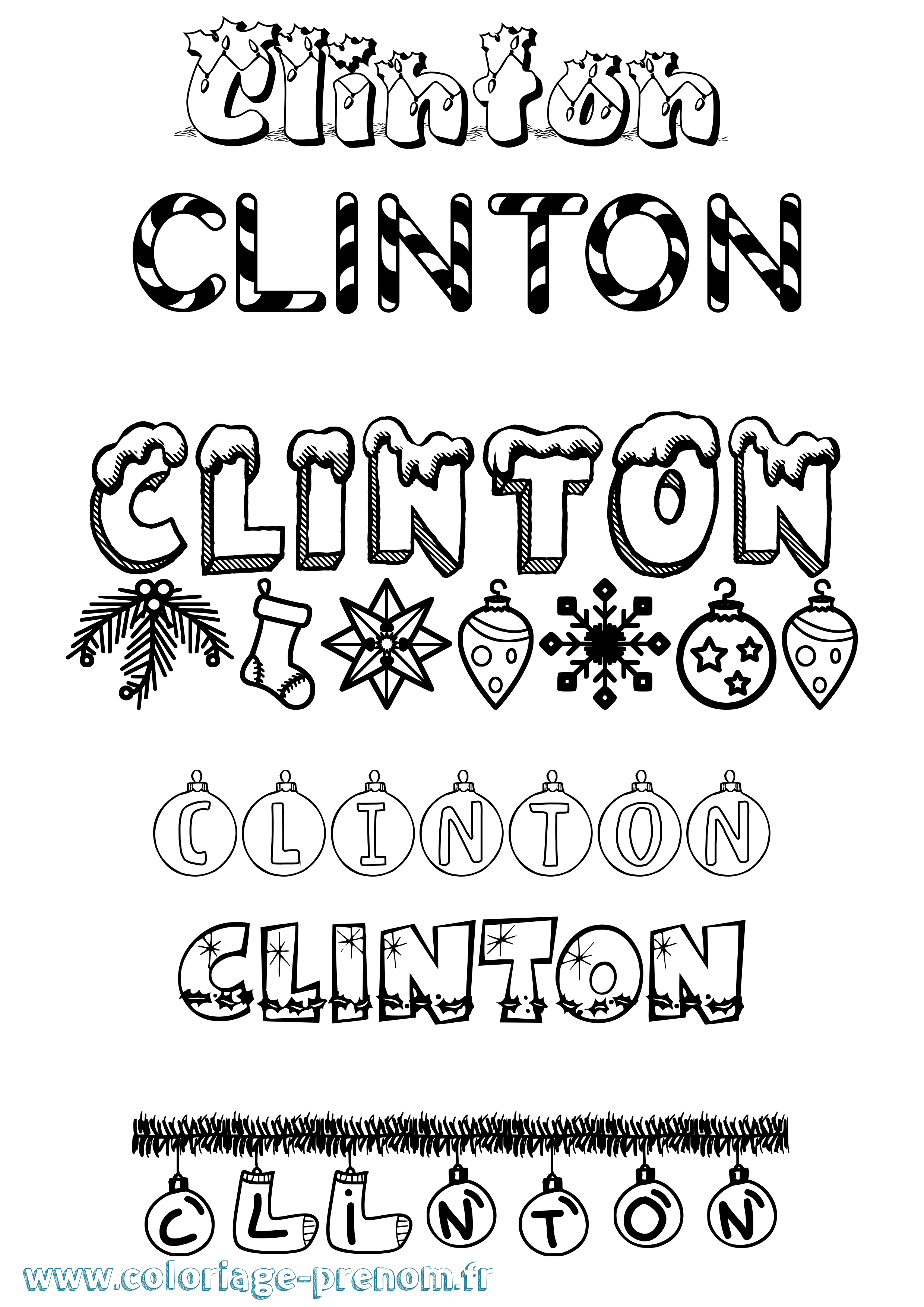 Coloriage Clinton Noël Coloriage prénom Clinton Noël
