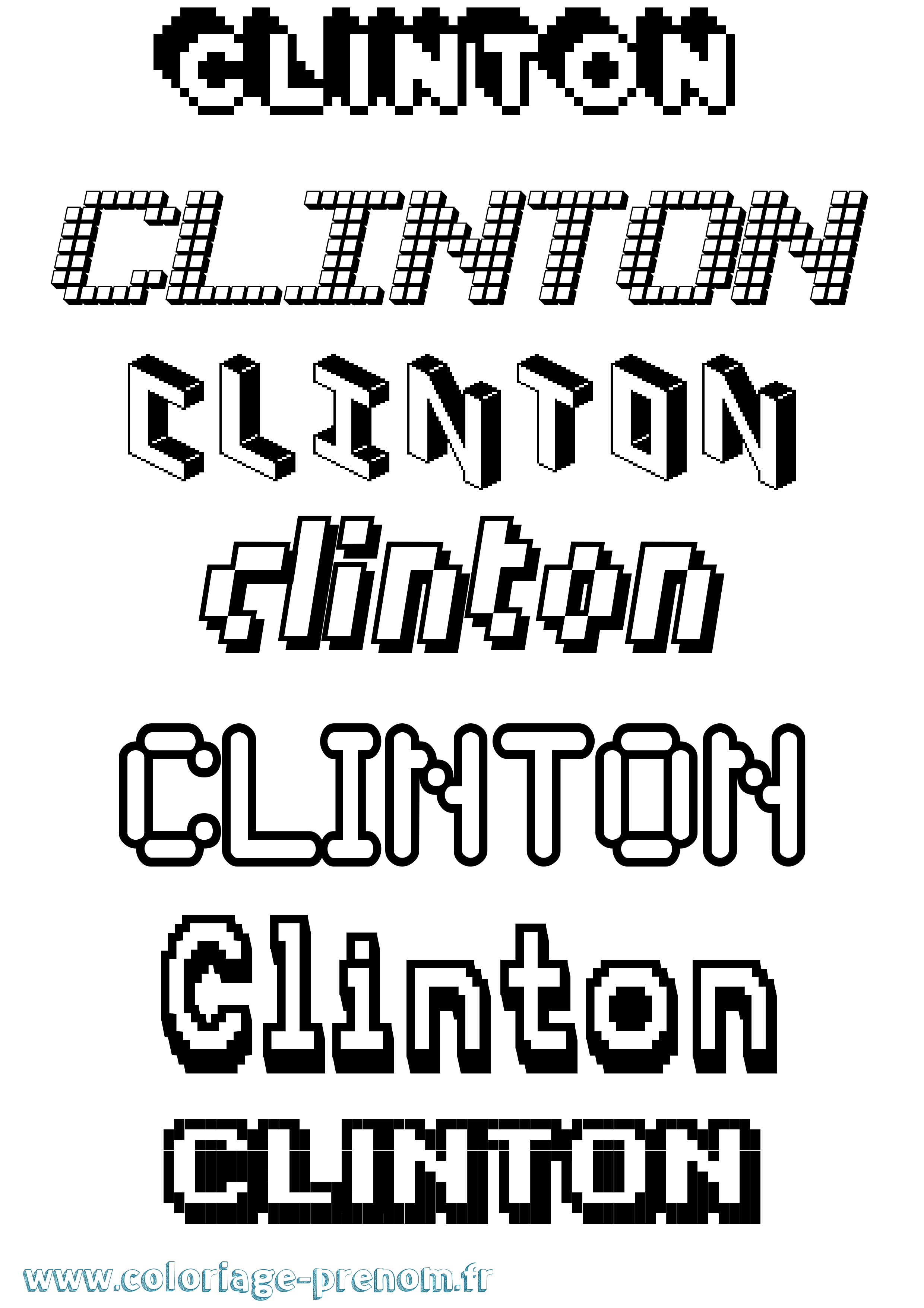 Coloriage Clinton Pixel Coloriage prénom Clinton Pixel