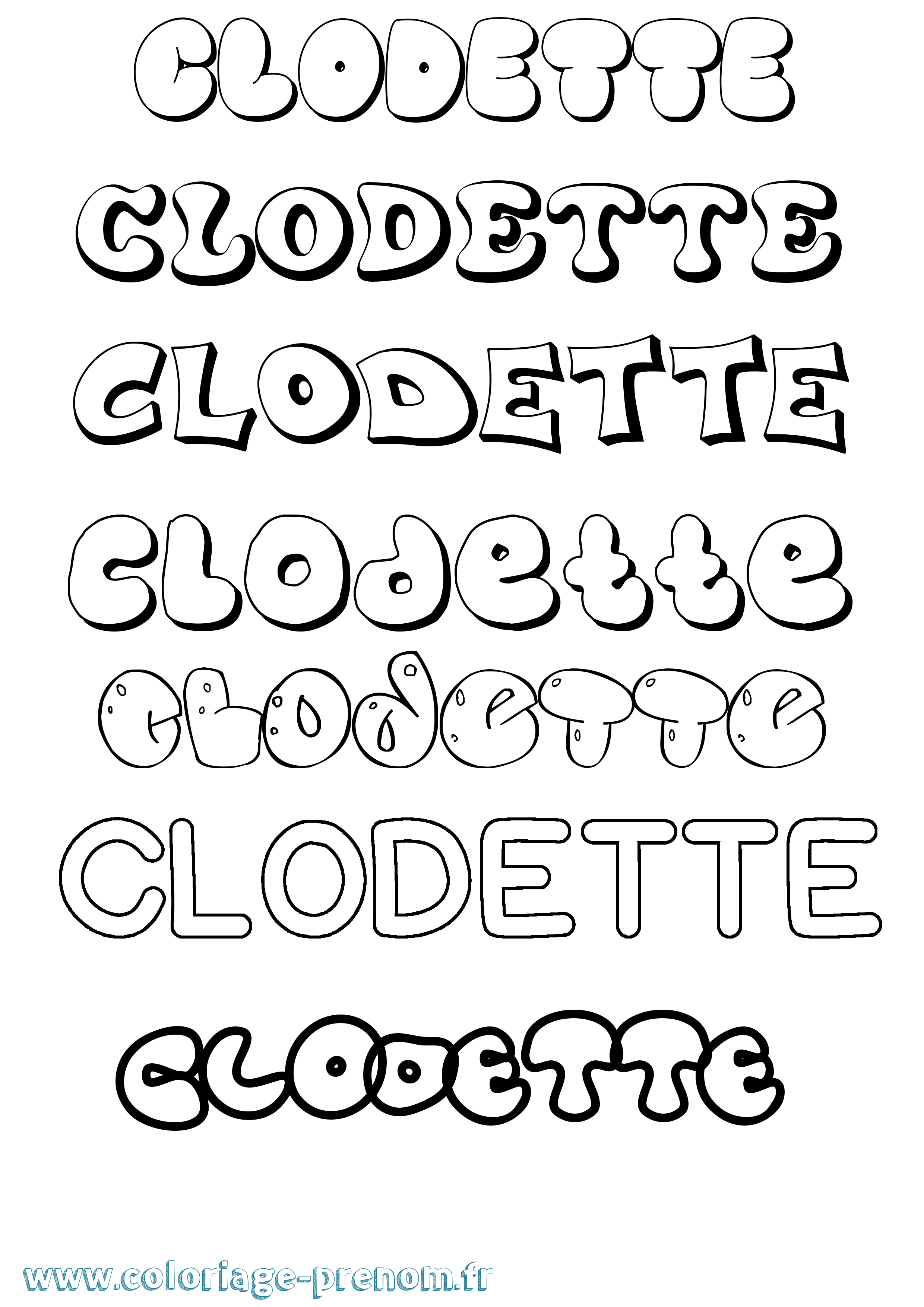 Coloriage Clodette Bubble Coloriage prénom Clodette Bubble