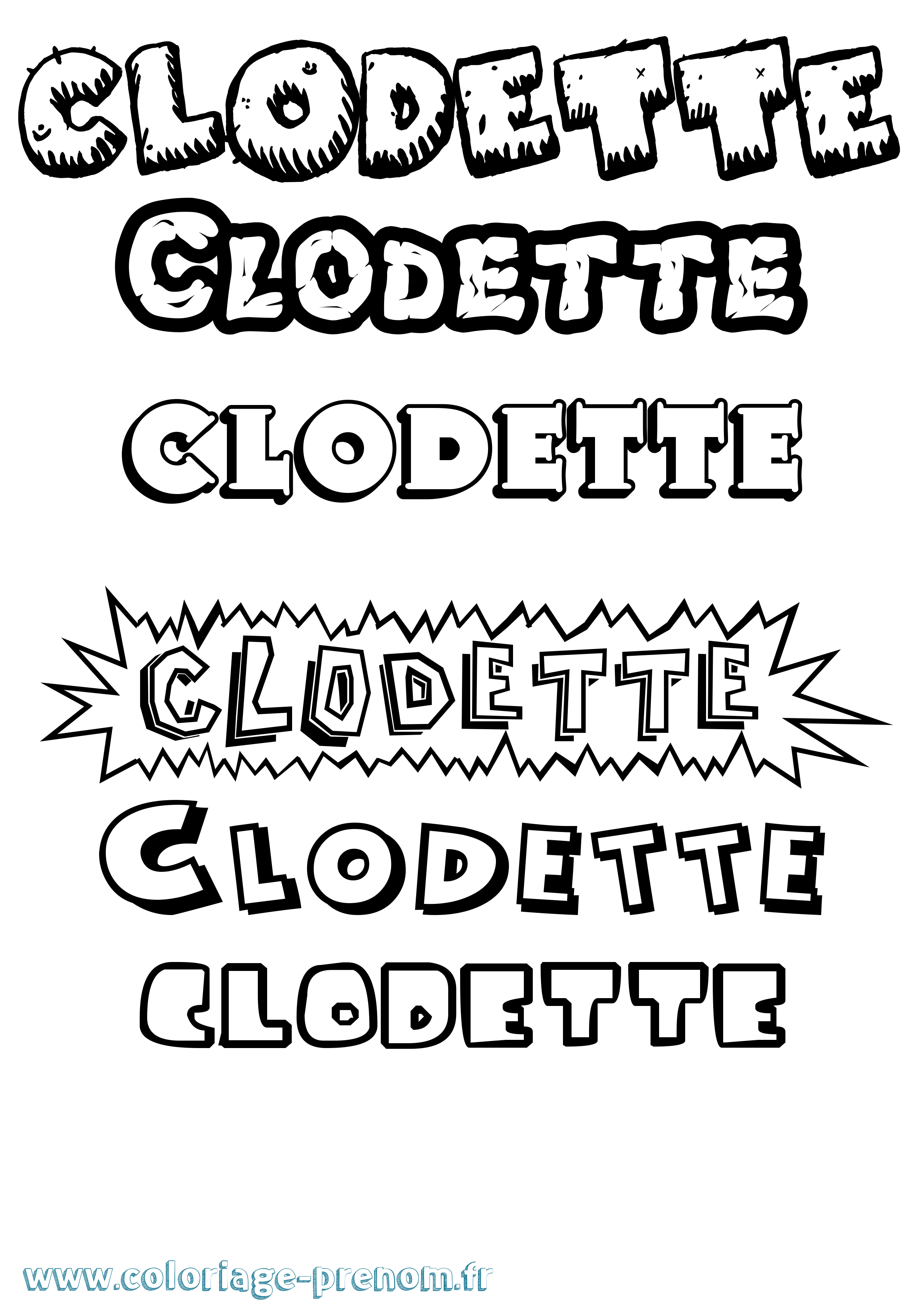 Coloriage Clodette Dessin Animé Coloriage prénom Clodette Dessin Animé