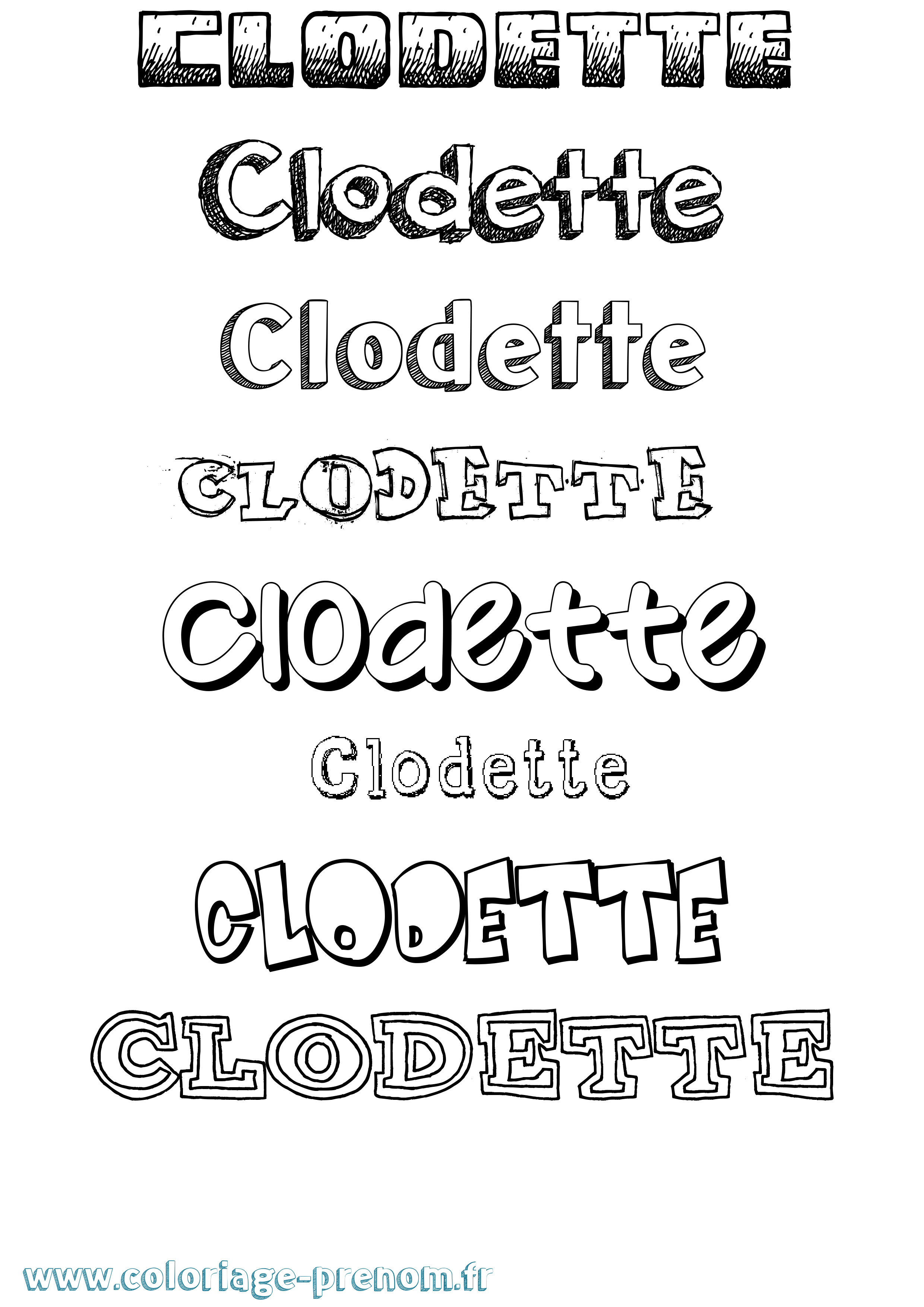 Coloriage Clodette Dessiné Coloriage prénom Clodette Dessiné