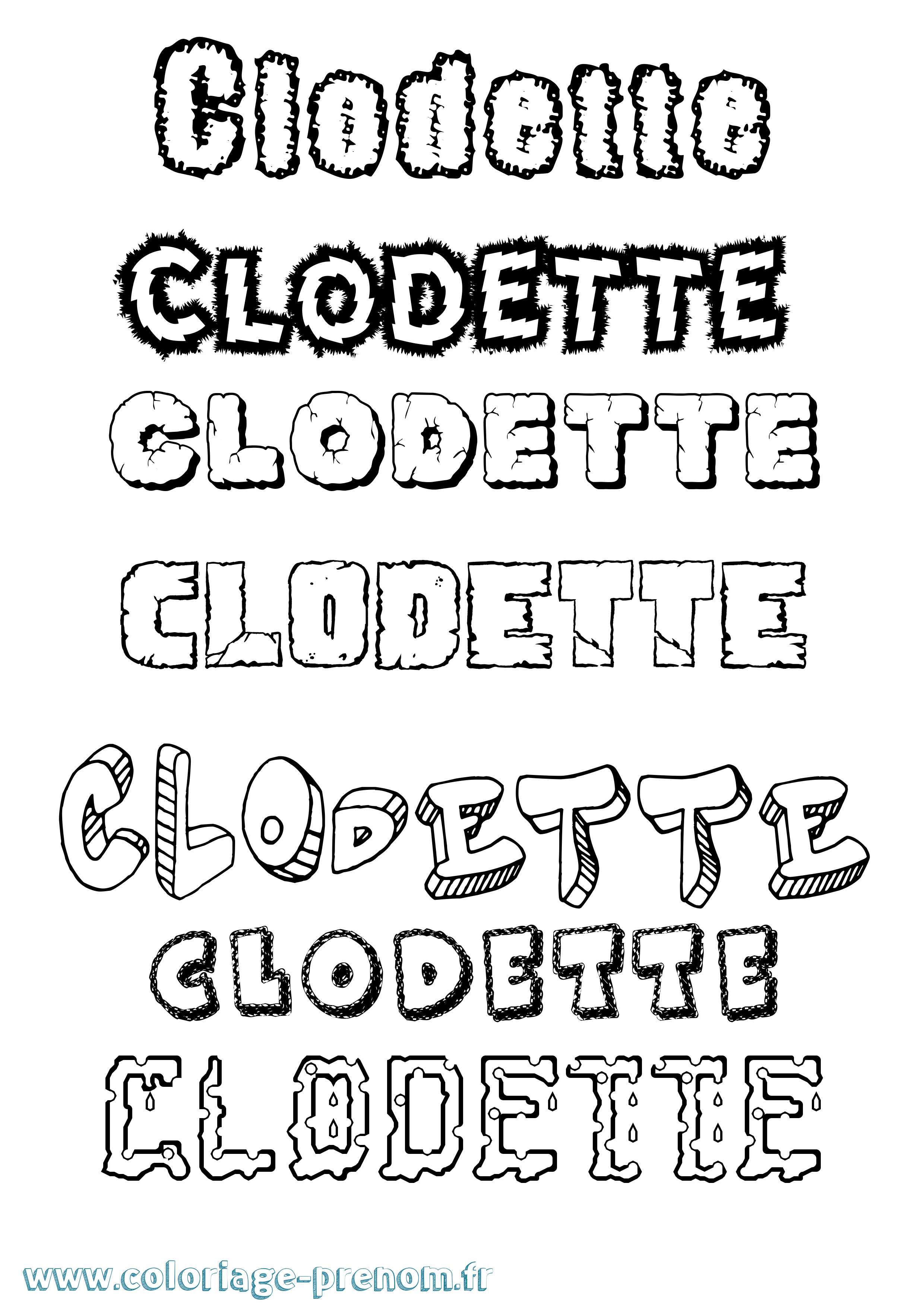 Coloriage Clodette Destructuré Coloriage prénom Clodette Destructuré