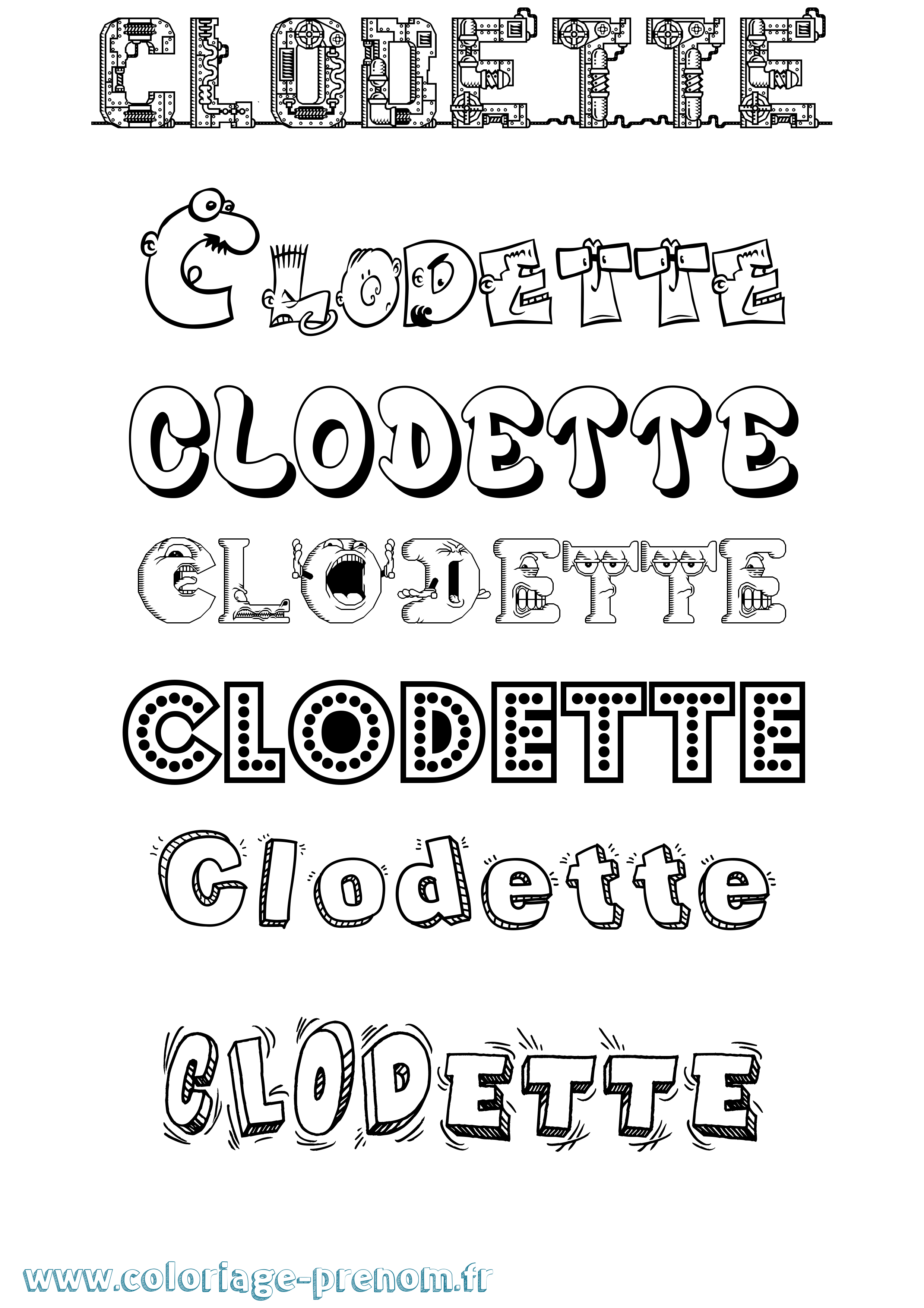 Coloriage Clodette Fun Coloriage prénom Clodette Fun