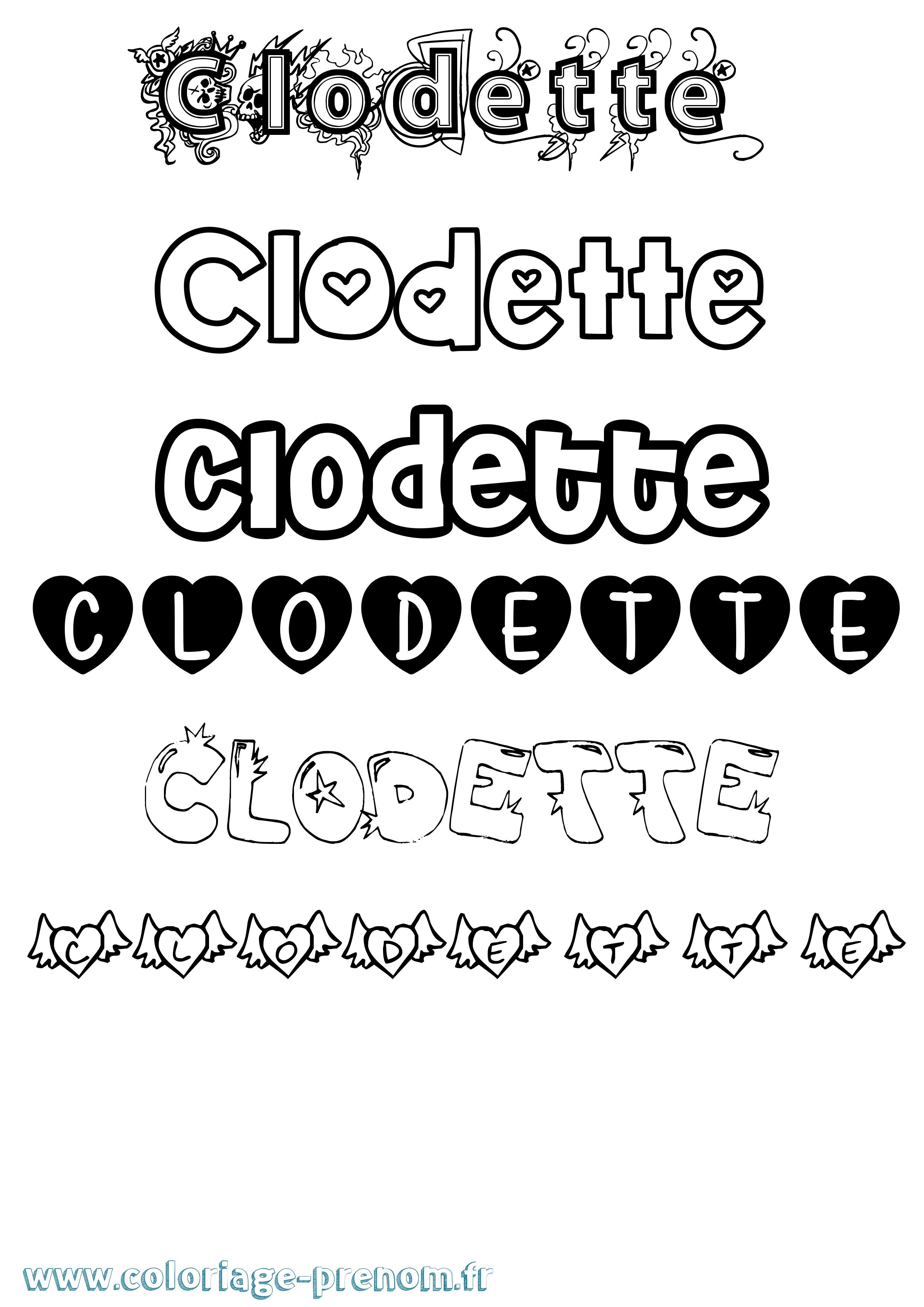 Coloriage Clodette Girly Coloriage prénom Clodette Girly