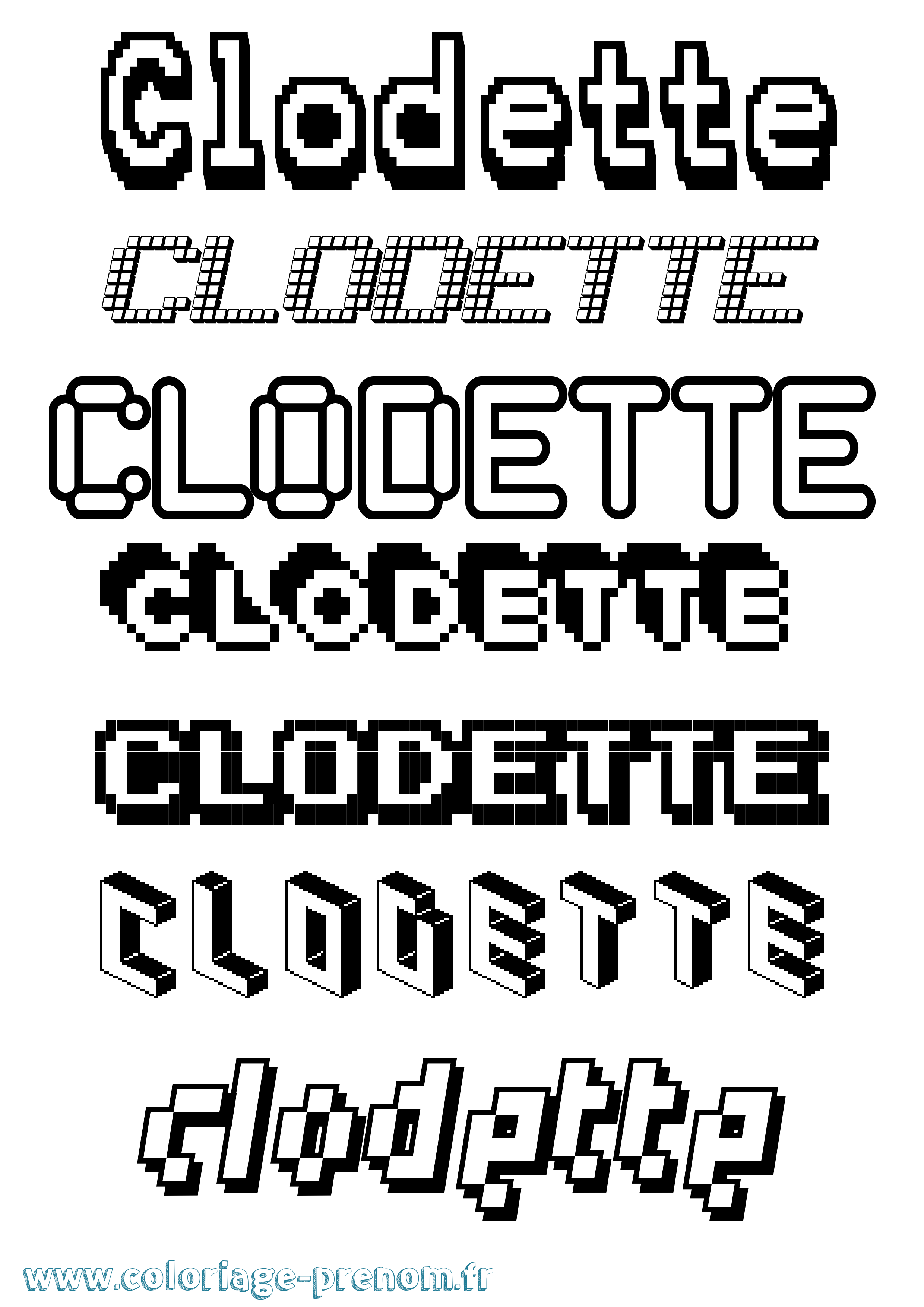 Coloriage Clodette Pixel Coloriage prénom Clodette Pixel