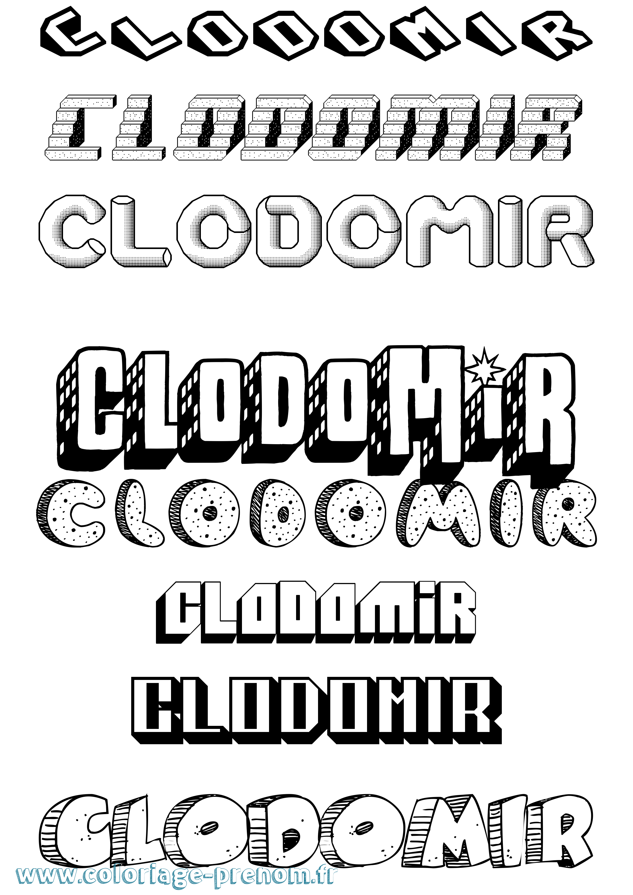 Coloriage Clodomir Effet 3D Coloriage prénom Clodomir Effet 3D