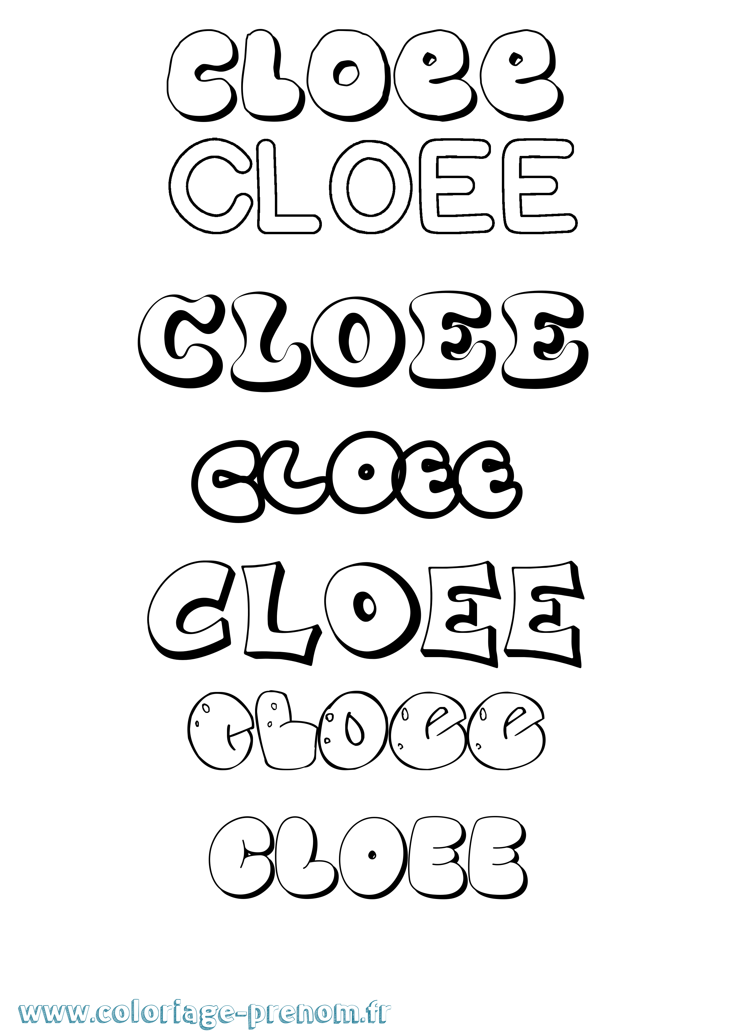 Coloriage Cloee Bubble Coloriage prénom Cloee Bubble