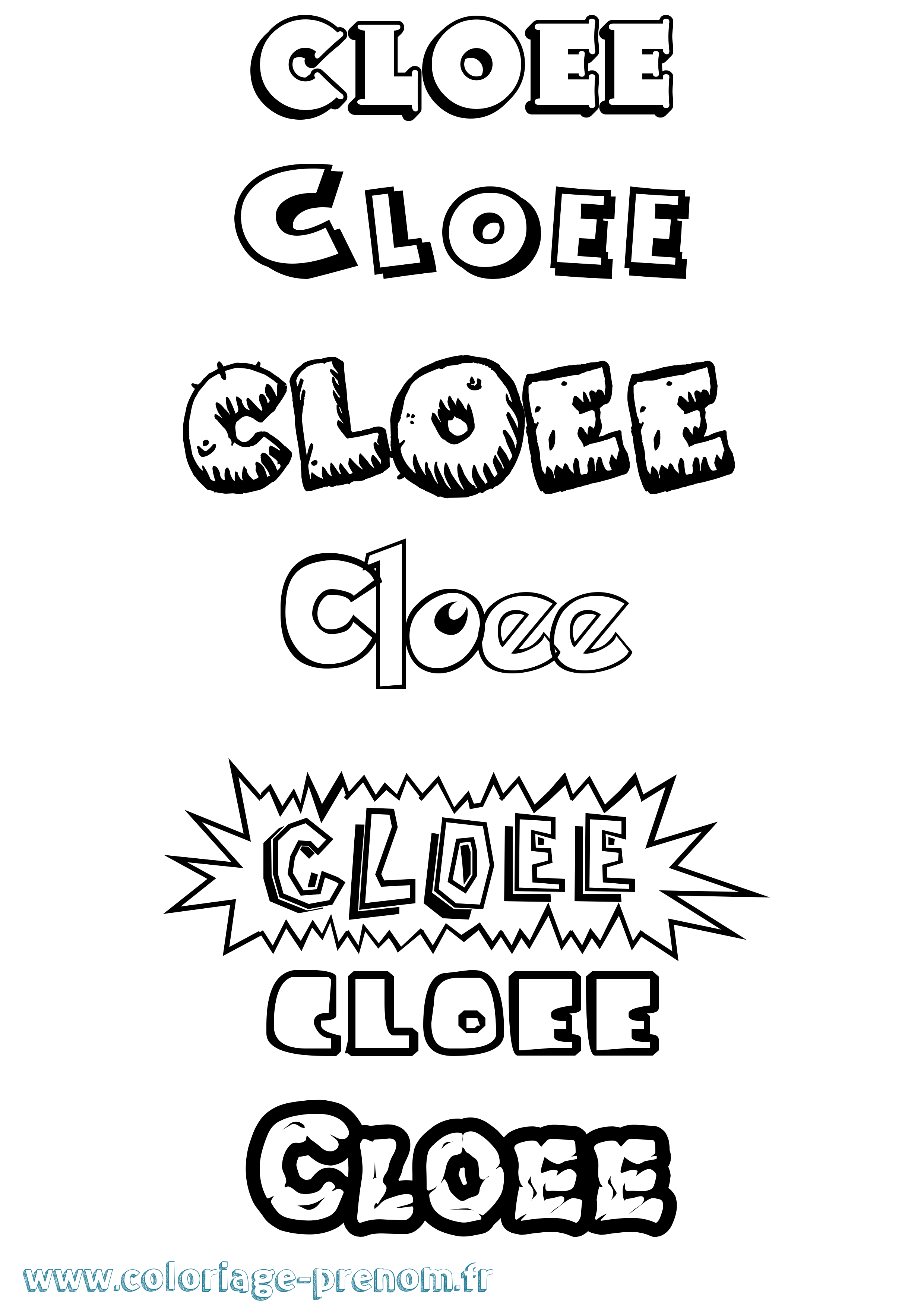 Coloriage Cloee Dessin Animé Coloriage prénom Cloee Dessin Animé