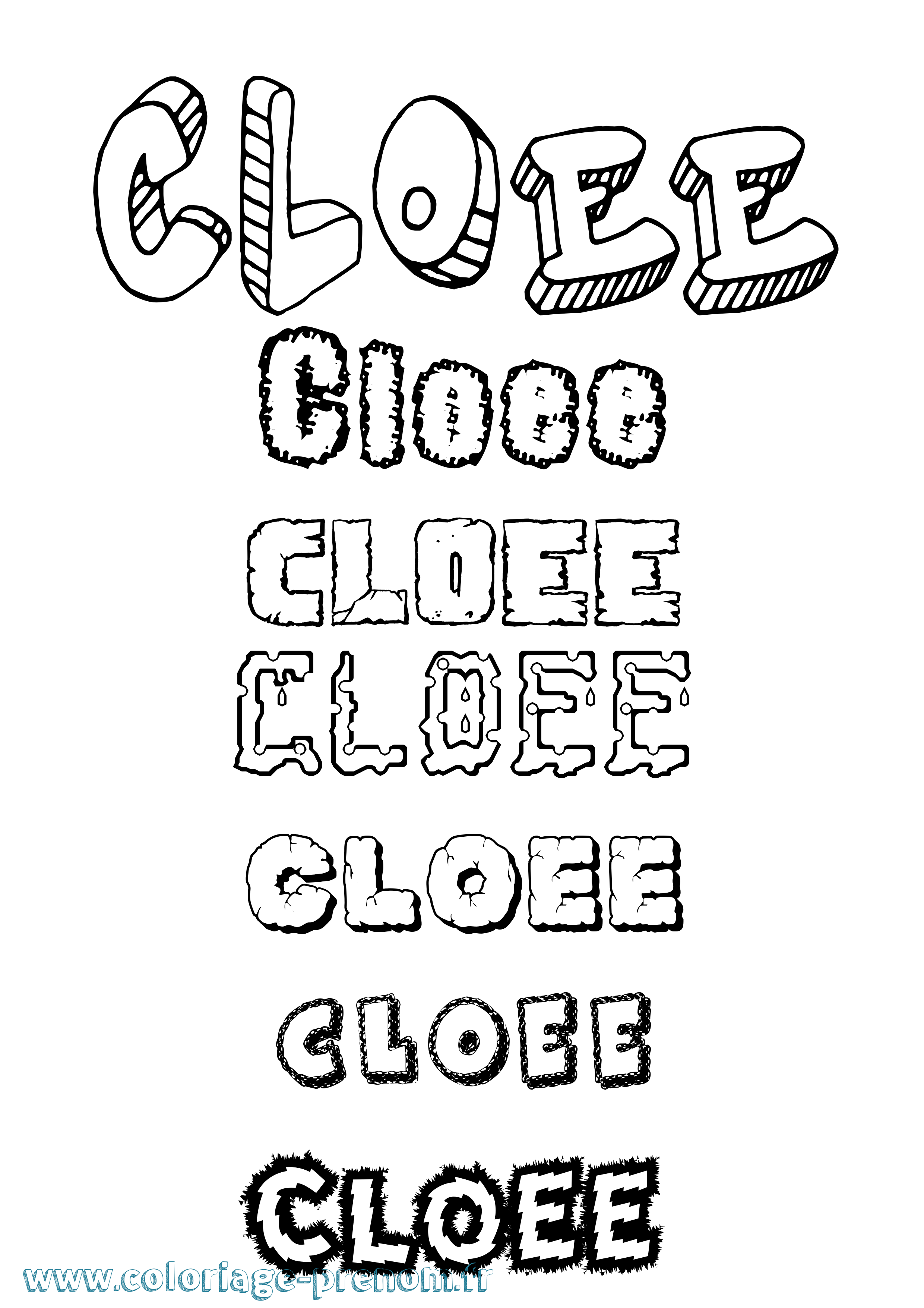 Coloriage Cloee Destructuré Coloriage prénom Cloee Destructuré