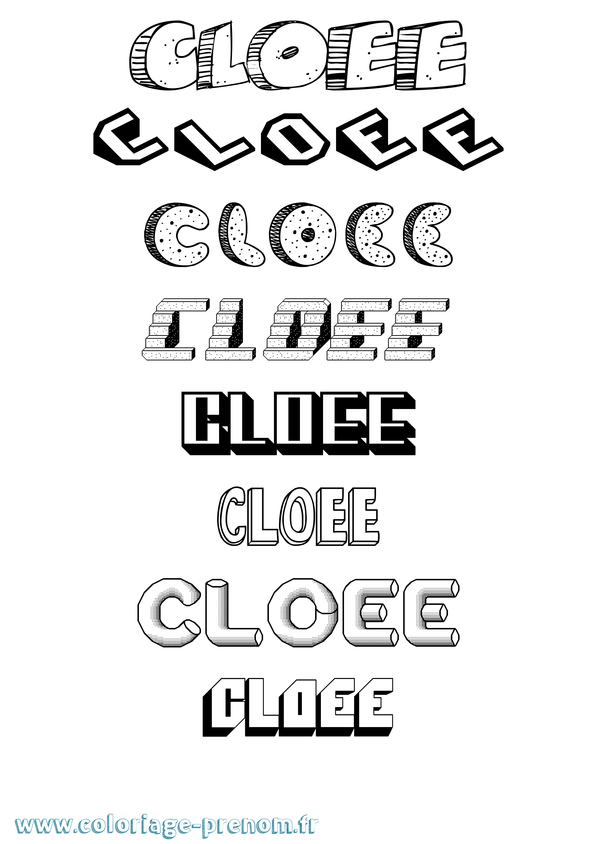 Coloriage Cloee Effet 3D Coloriage prénom Cloee Effet 3D