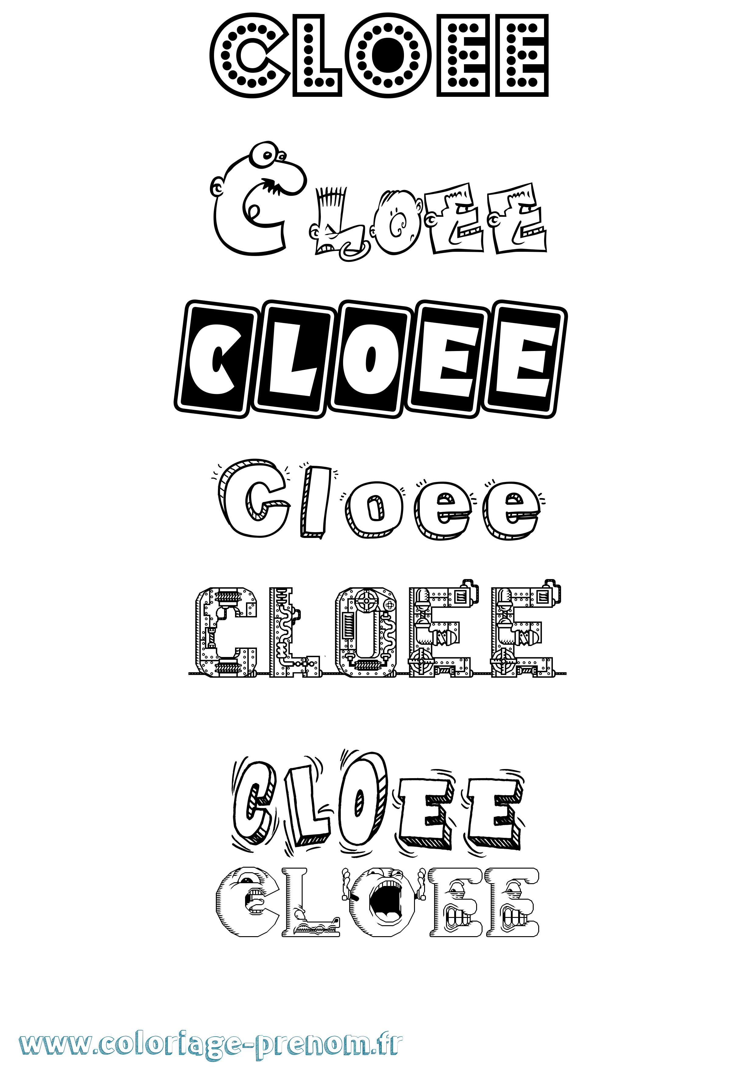 Coloriage Cloee Fun Coloriage prénom Cloee Fun