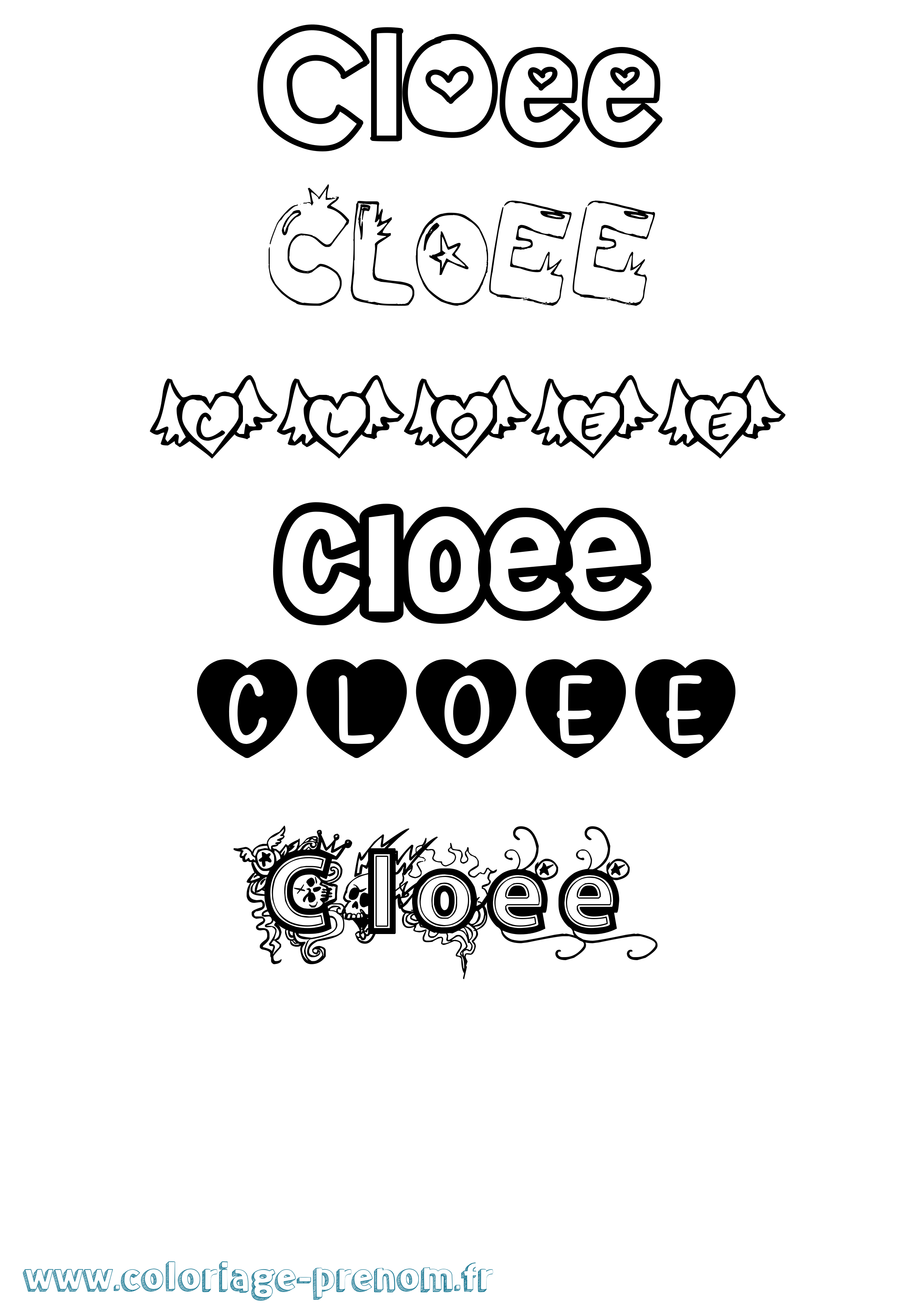 Coloriage Cloee Girly Coloriage prénom Cloee Girly