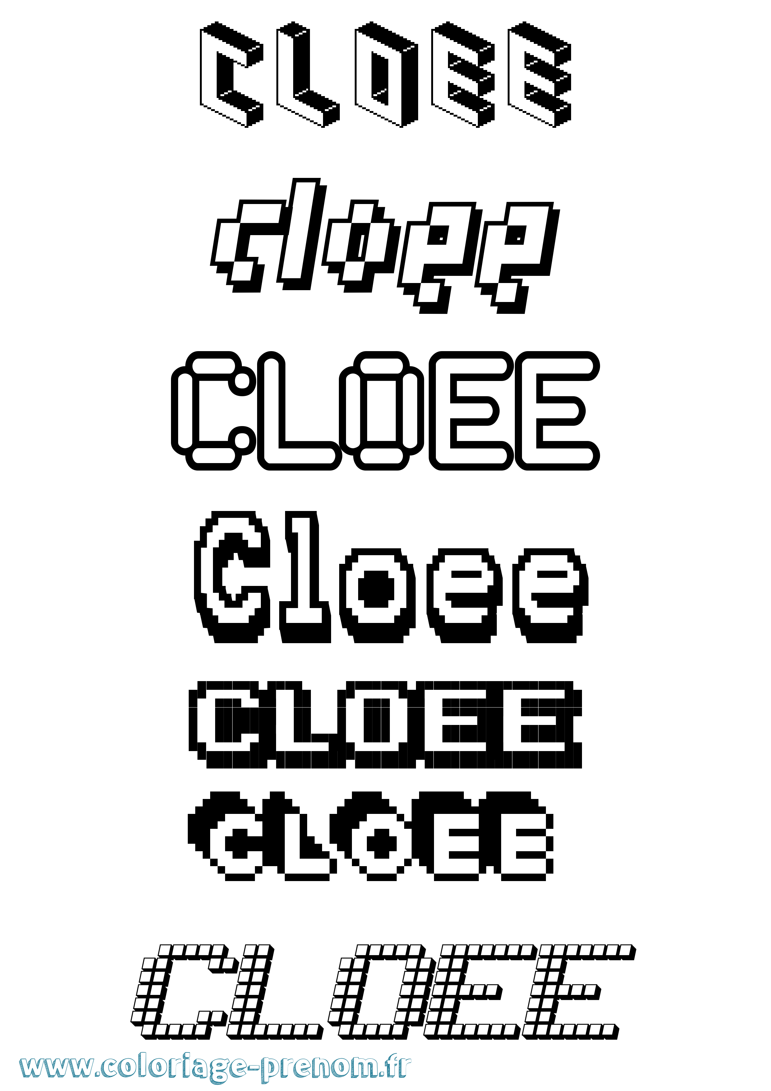 Coloriage Cloee Pixel Coloriage prénom Cloee Pixel