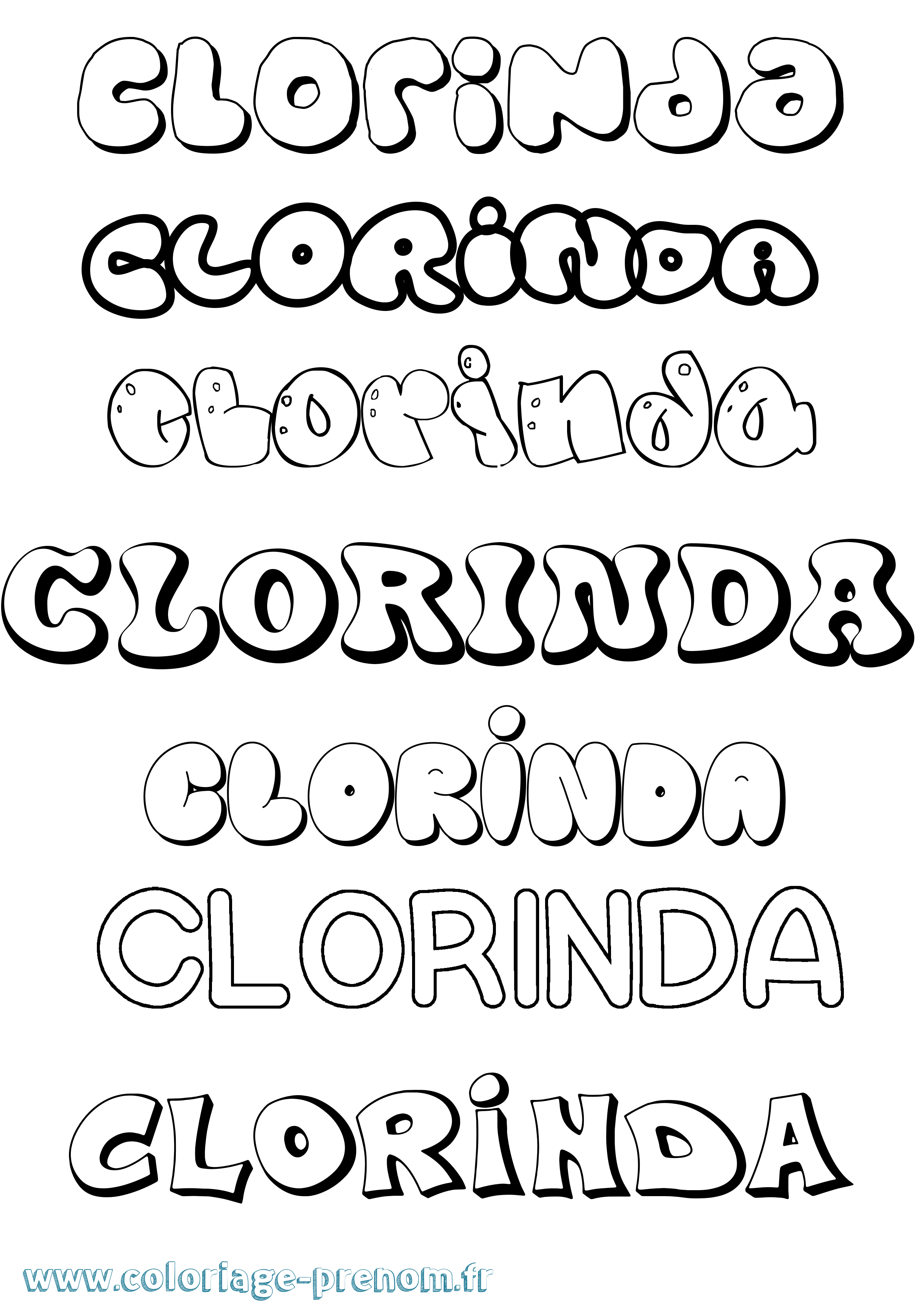 Coloriage Clorinda Bubble Coloriage prénom Clorinda Bubble