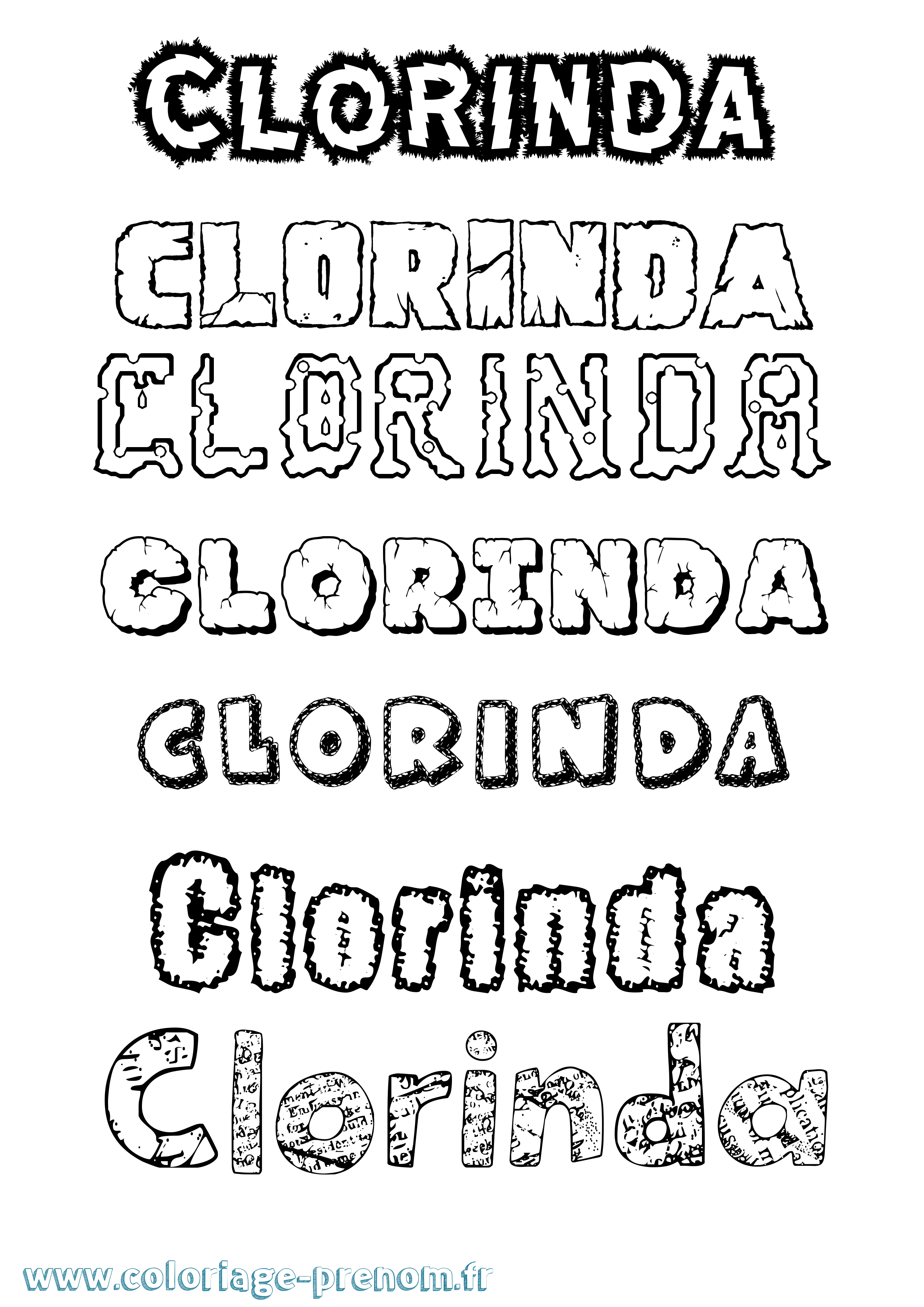 Coloriage Clorinda Destructuré Coloriage prénom Clorinda Destructuré