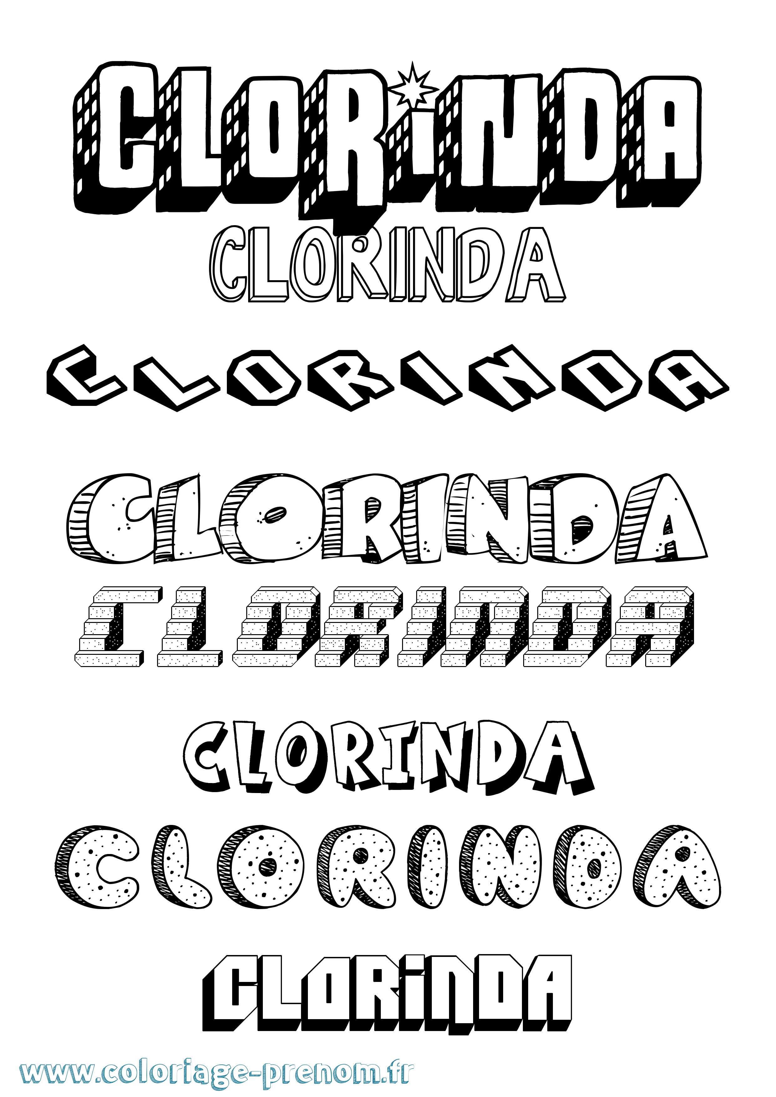 Coloriage Clorinda Effet 3D Coloriage prénom Clorinda Effet 3D