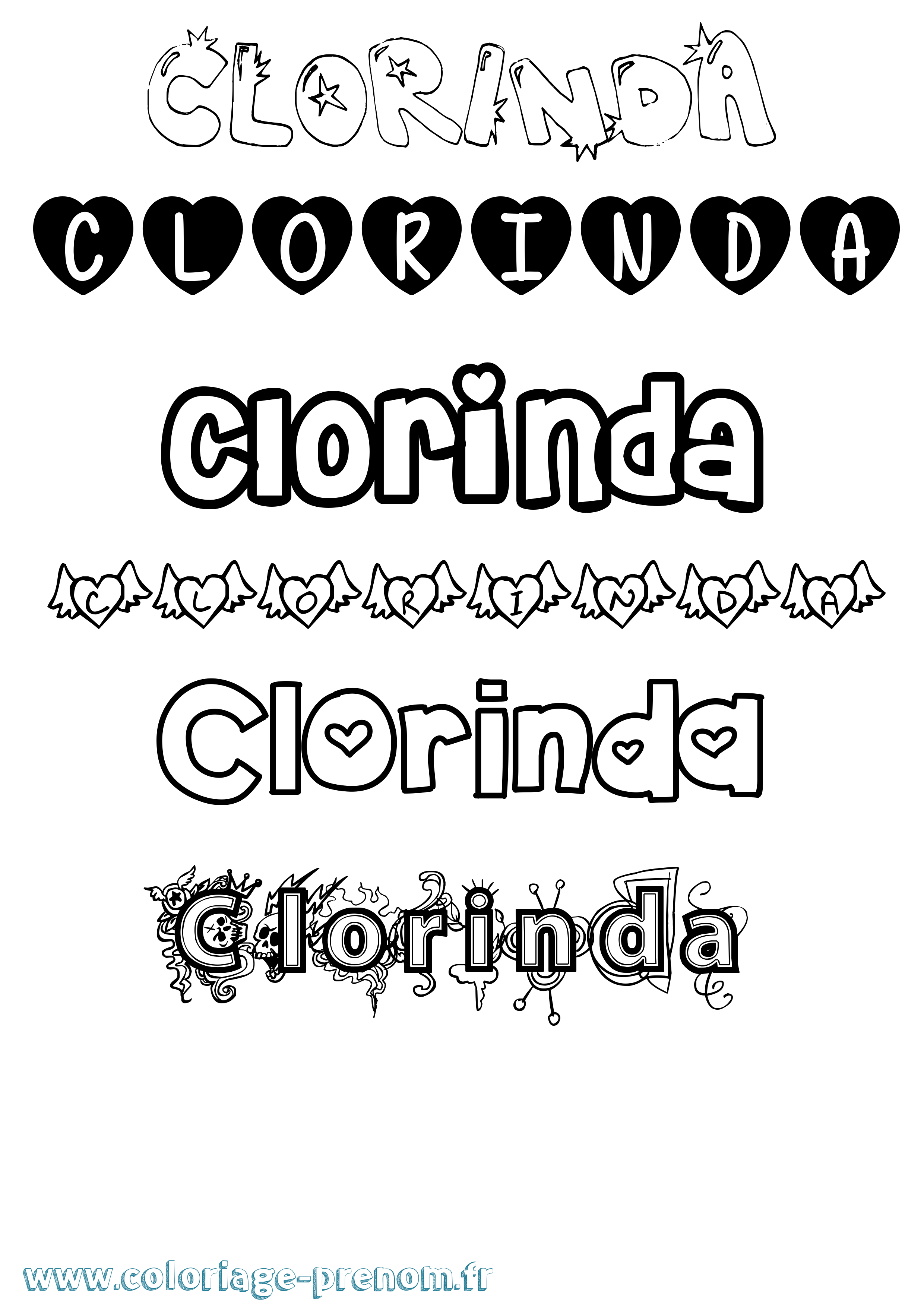 Coloriage Clorinda Girly Coloriage prénom Clorinda Girly