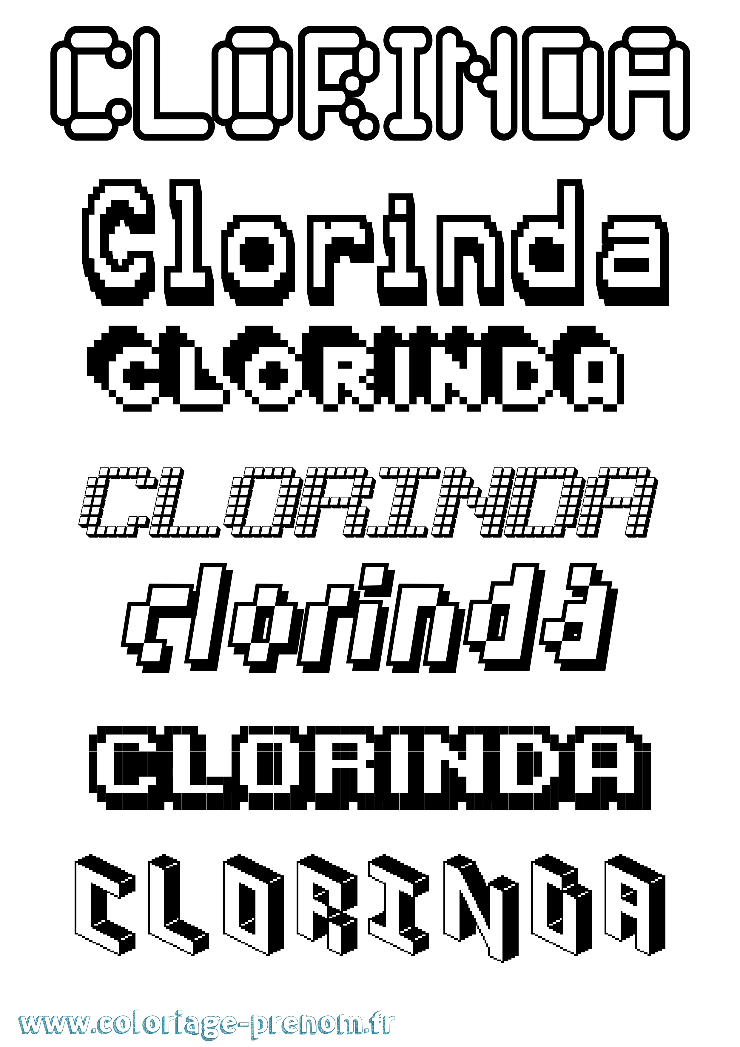 Coloriage Clorinda Pixel Coloriage prénom Clorinda Pixel