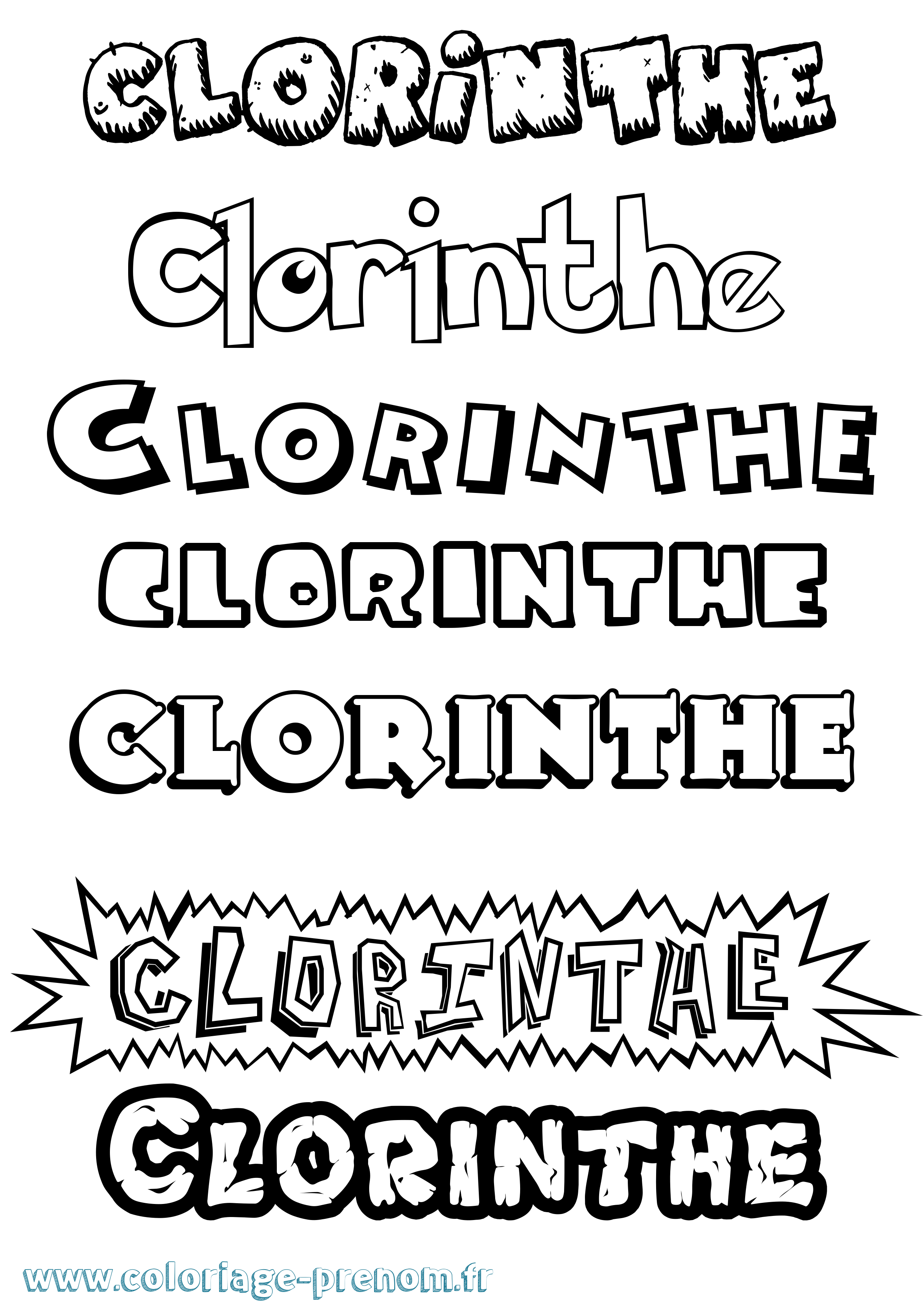 Coloriage Clorinthe Dessin Animé Coloriage prénom Clorinthe Dessin Animé