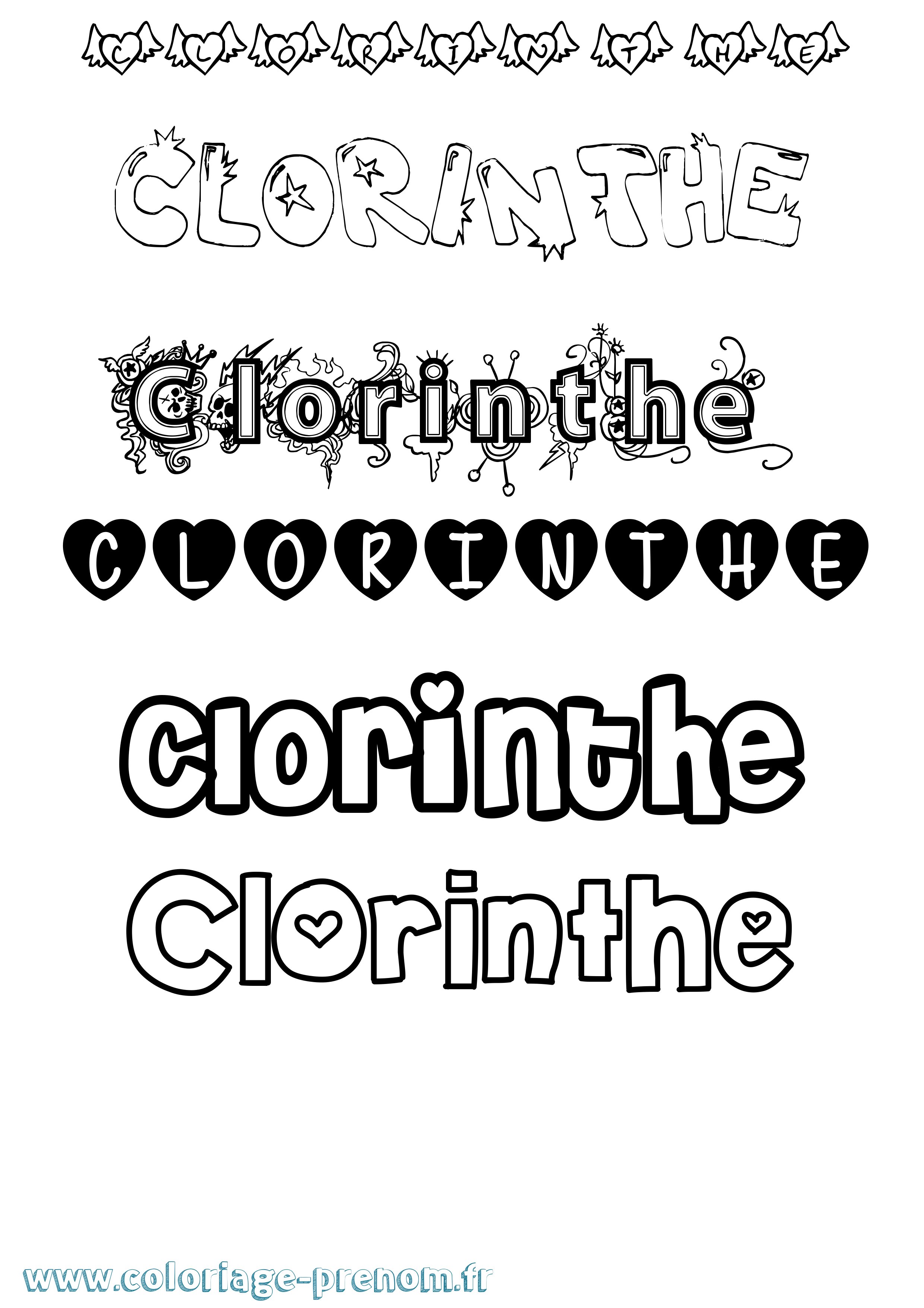 Coloriage Clorinthe Girly Coloriage prénom Clorinthe Girly