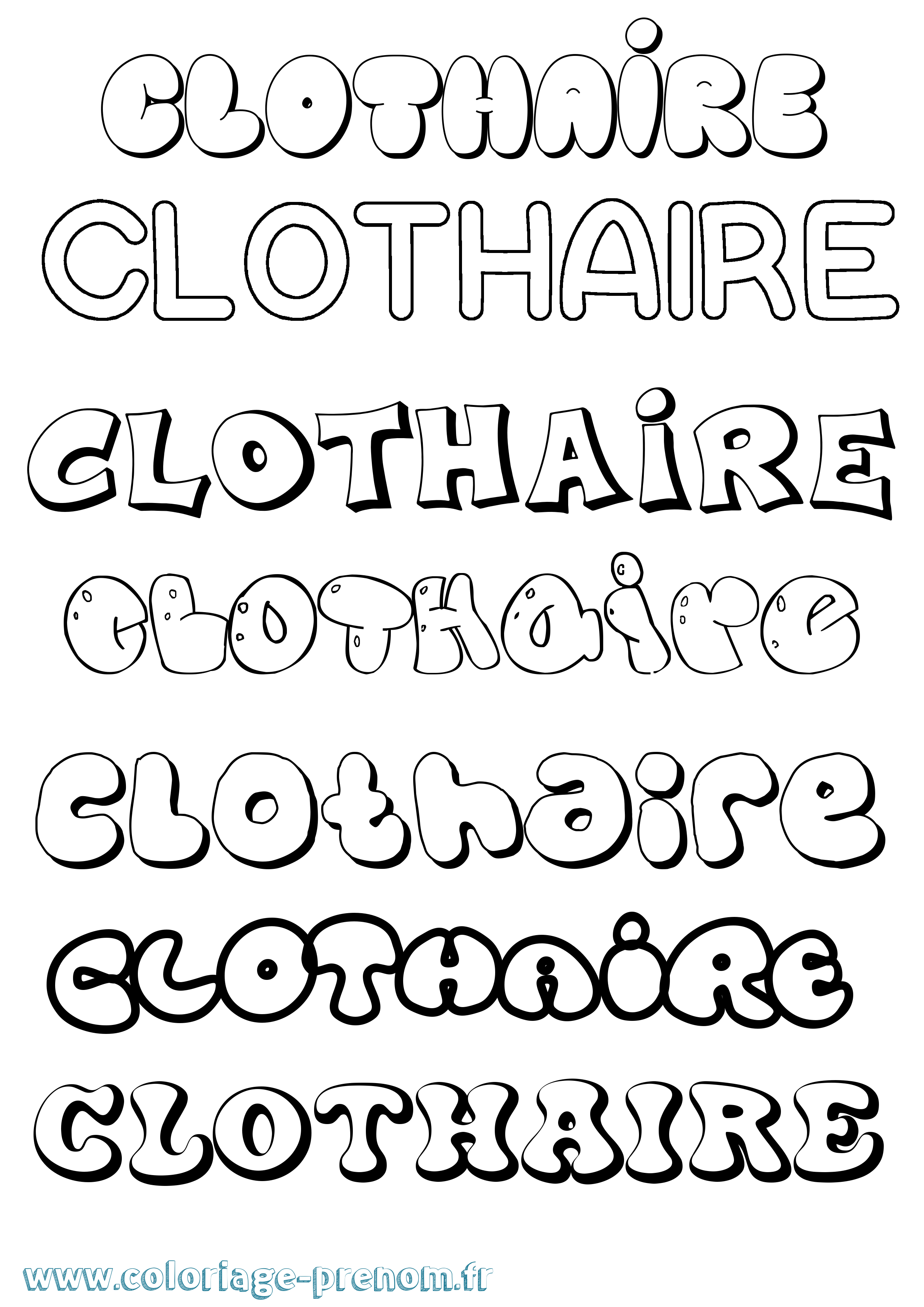 Coloriage Clothaire Bubble Coloriage prénom Clothaire Bubble