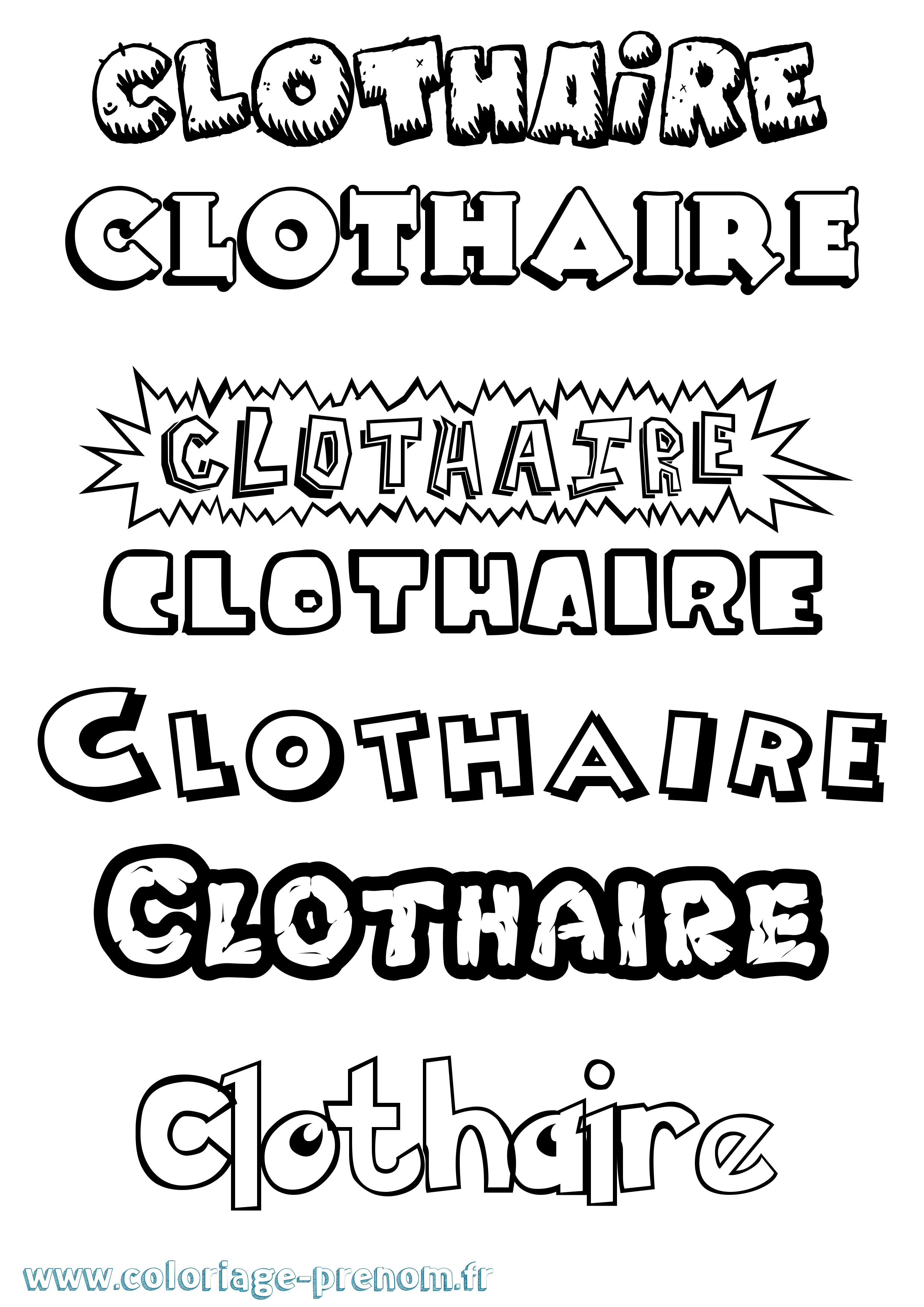 Coloriage Clothaire Dessin Animé Coloriage prénom Clothaire Dessin Animé