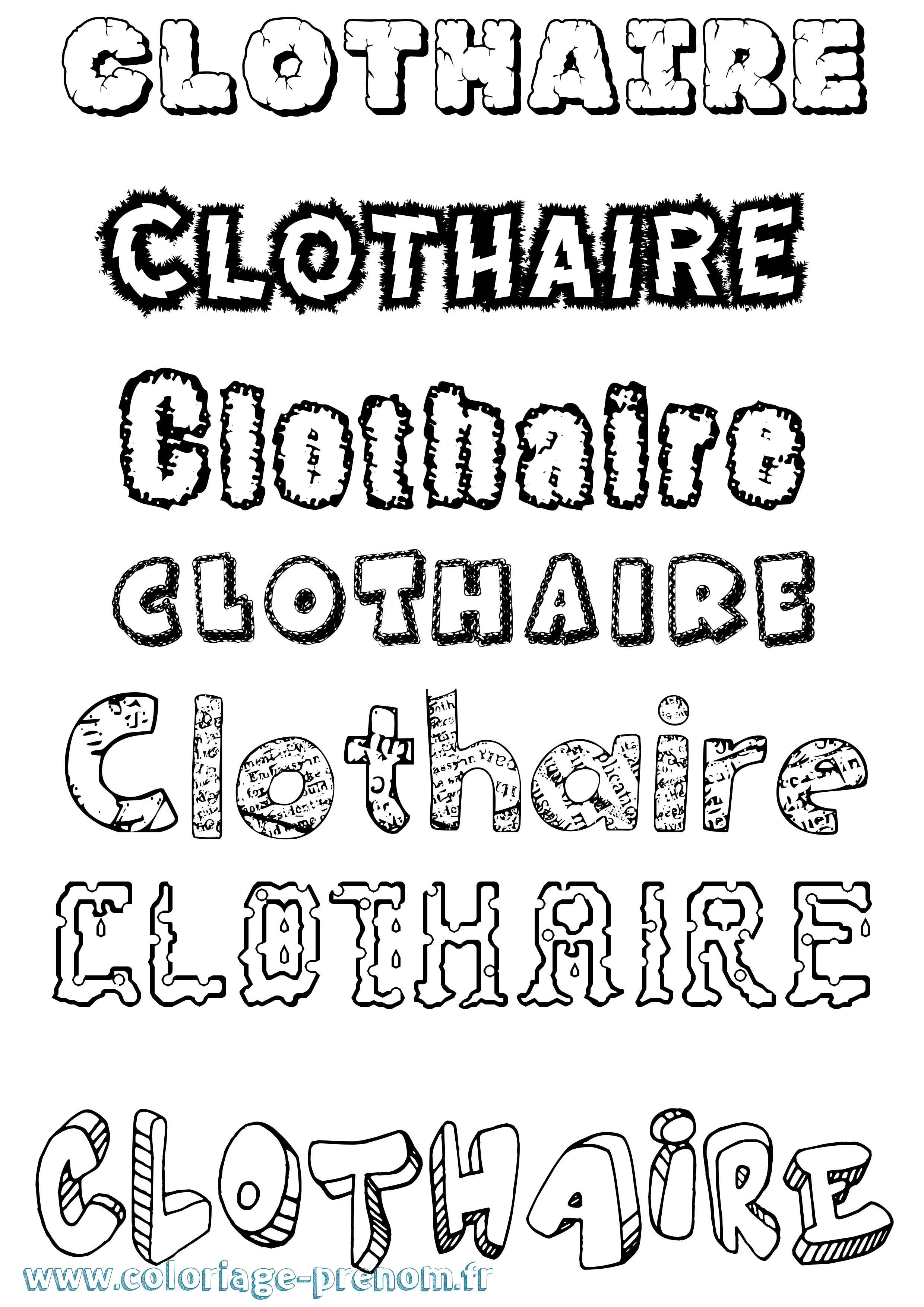 Coloriage Clothaire Destructuré Coloriage prénom Clothaire Destructuré