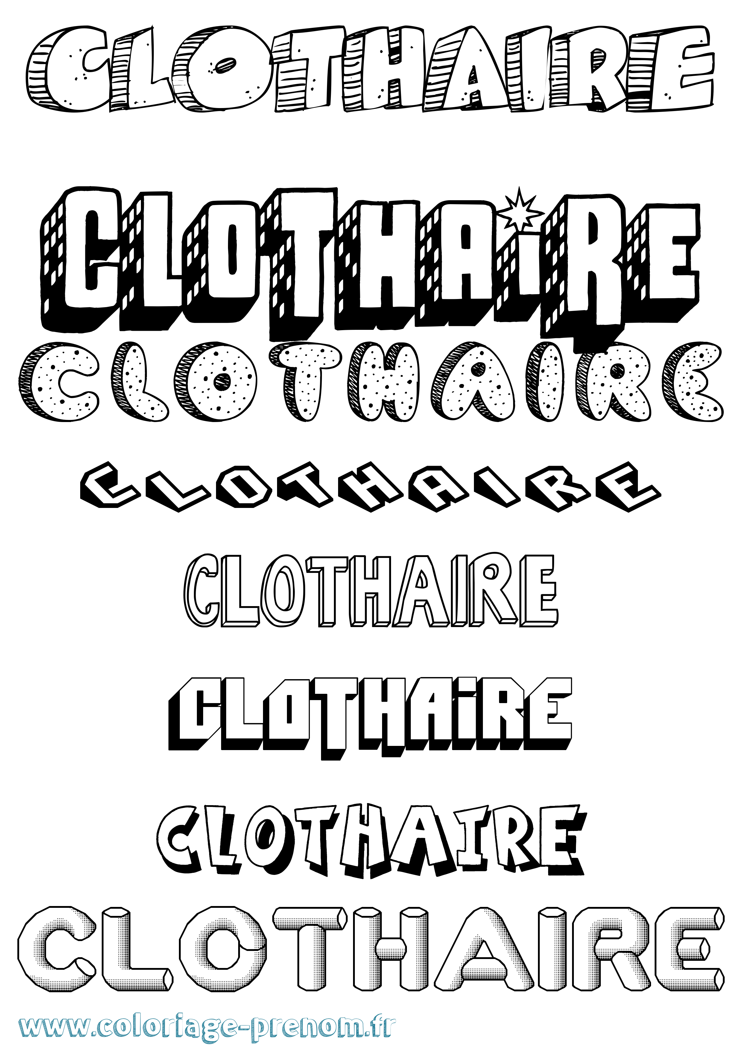 Coloriage Clothaire Effet 3D Coloriage prénom Clothaire Effet 3D