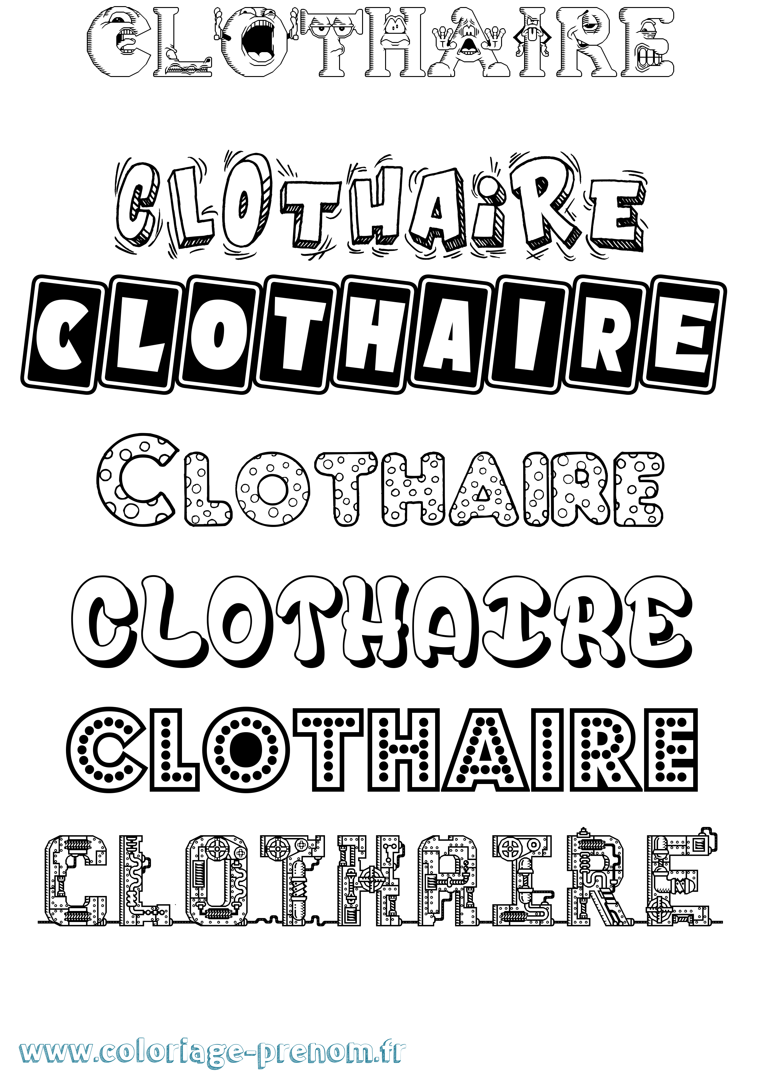 Coloriage Clothaire Fun Coloriage prénom Clothaire Fun