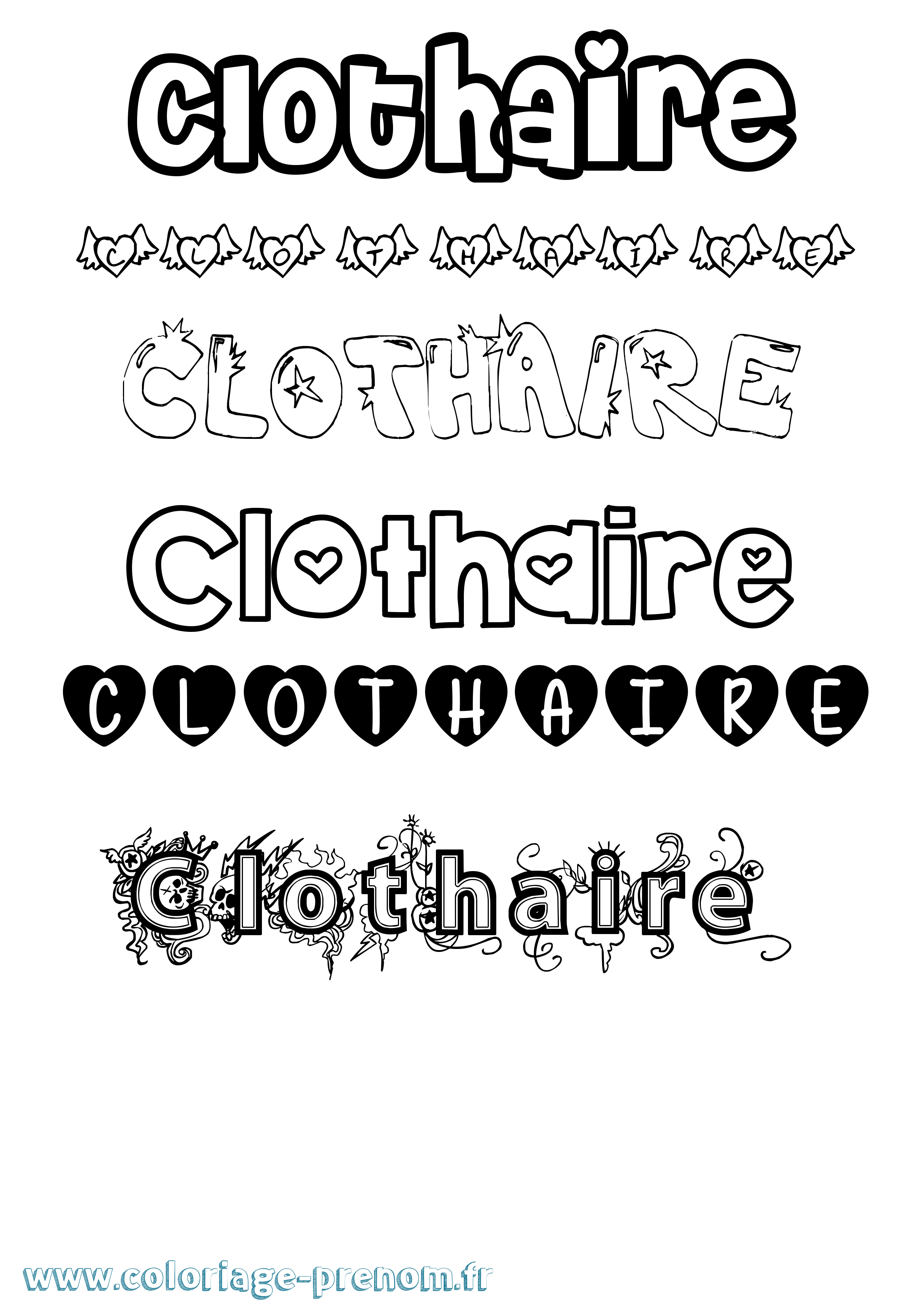 Coloriage Clothaire Girly Coloriage prénom Clothaire Girly