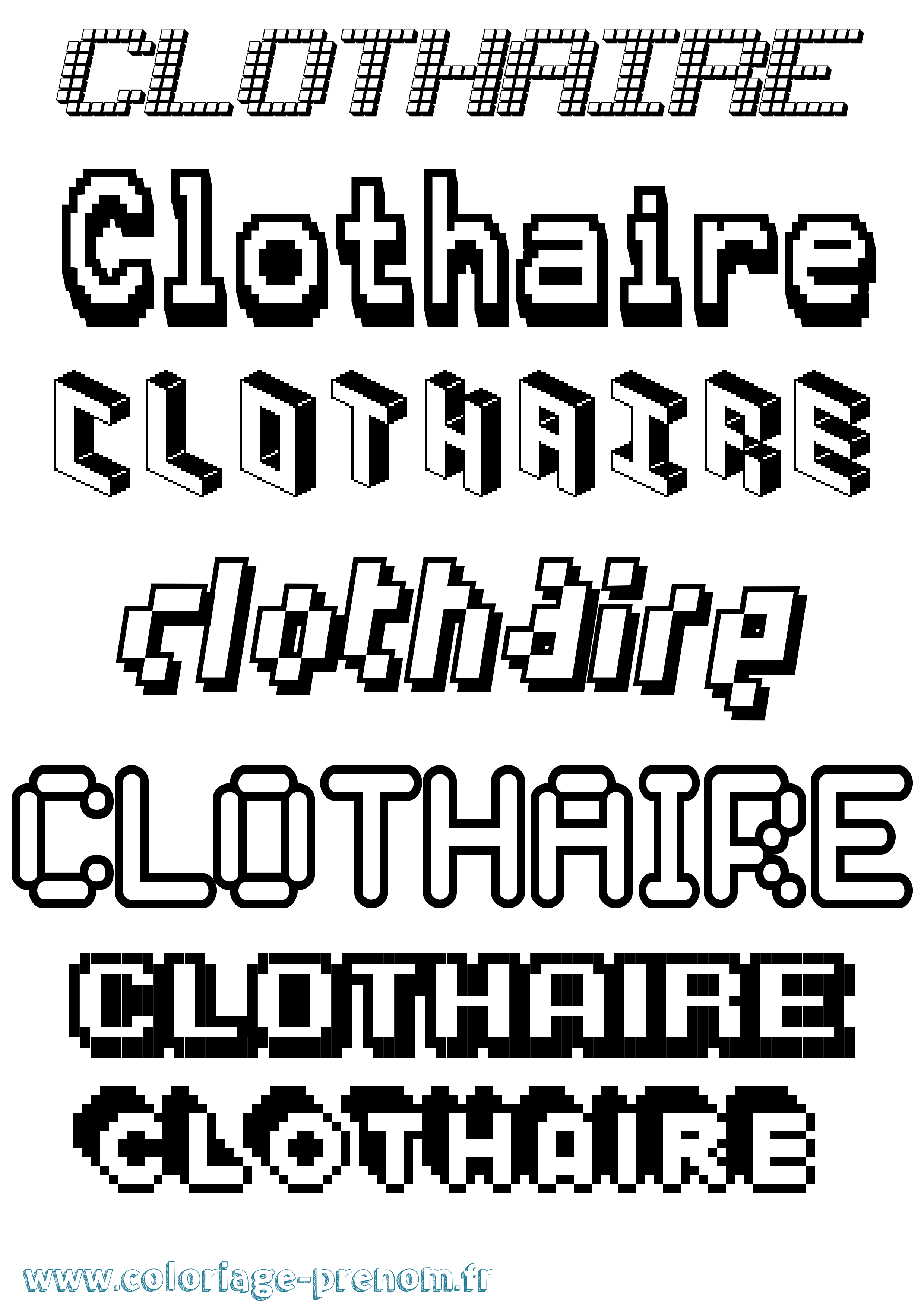 Coloriage Clothaire Pixel Coloriage prénom Clothaire Pixel