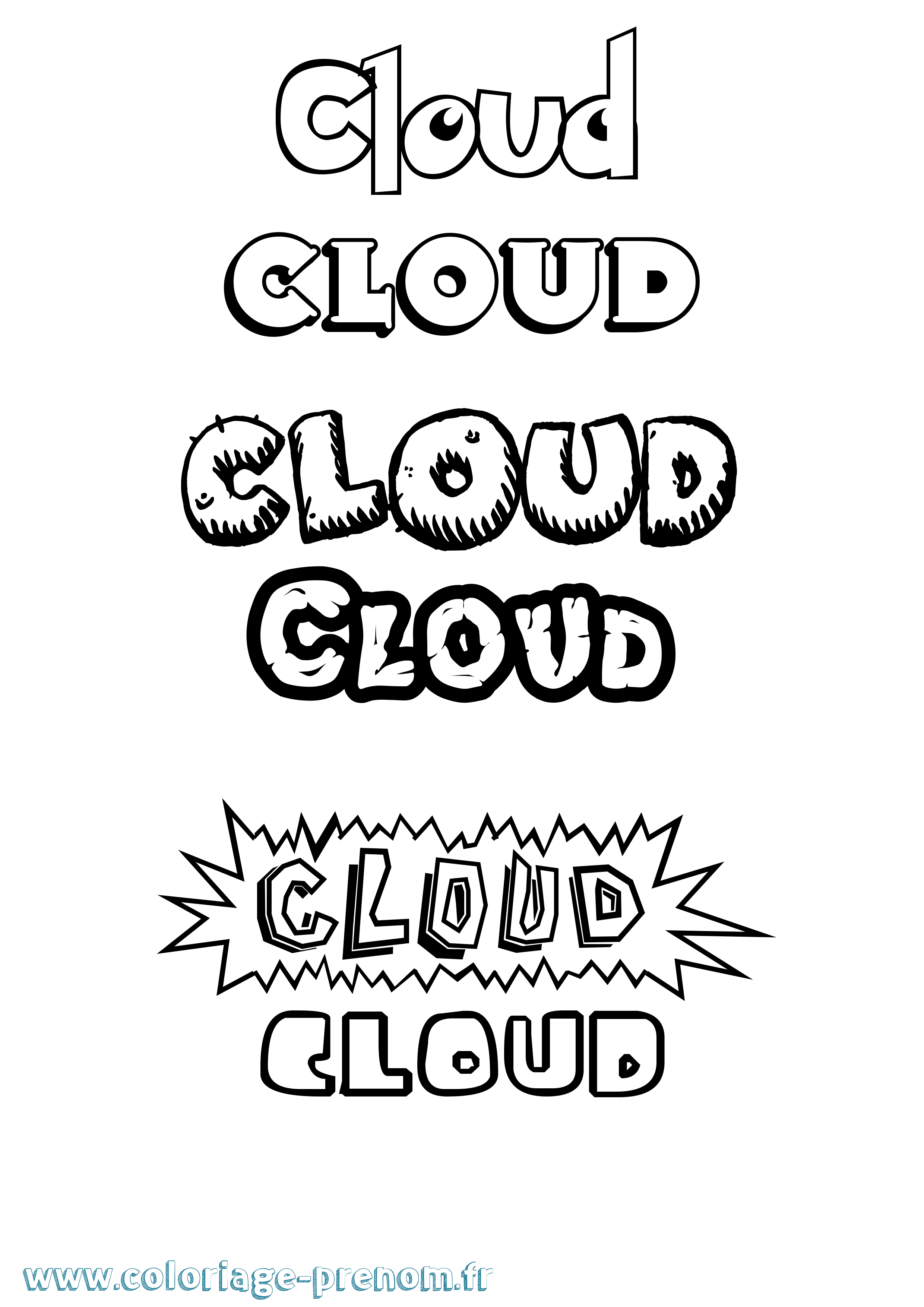 Coloriage Cloud Dessin Animé Coloriage prénom Cloud Dessin Animé