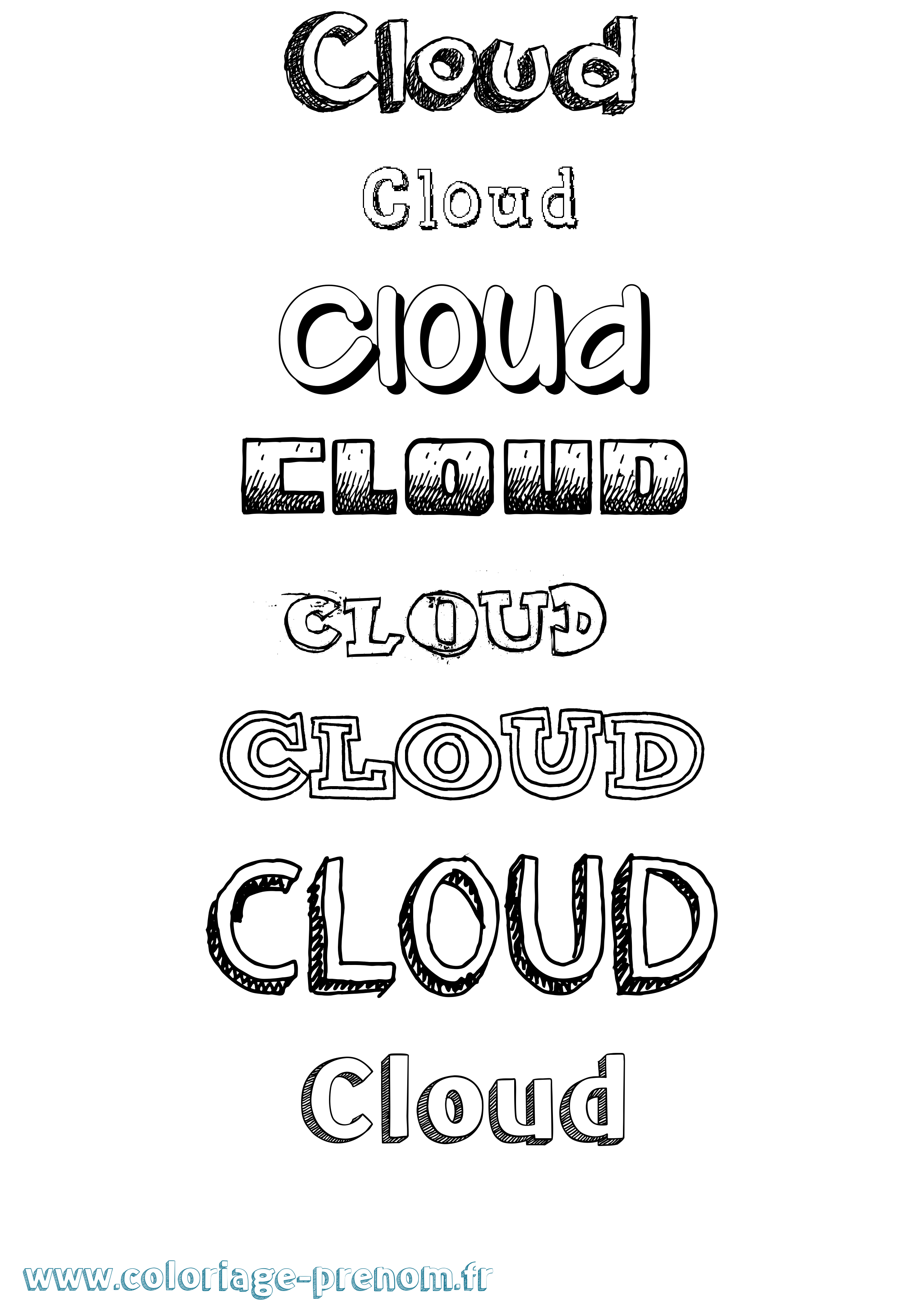 Coloriage Cloud Dessiné Coloriage prénom Cloud Dessiné