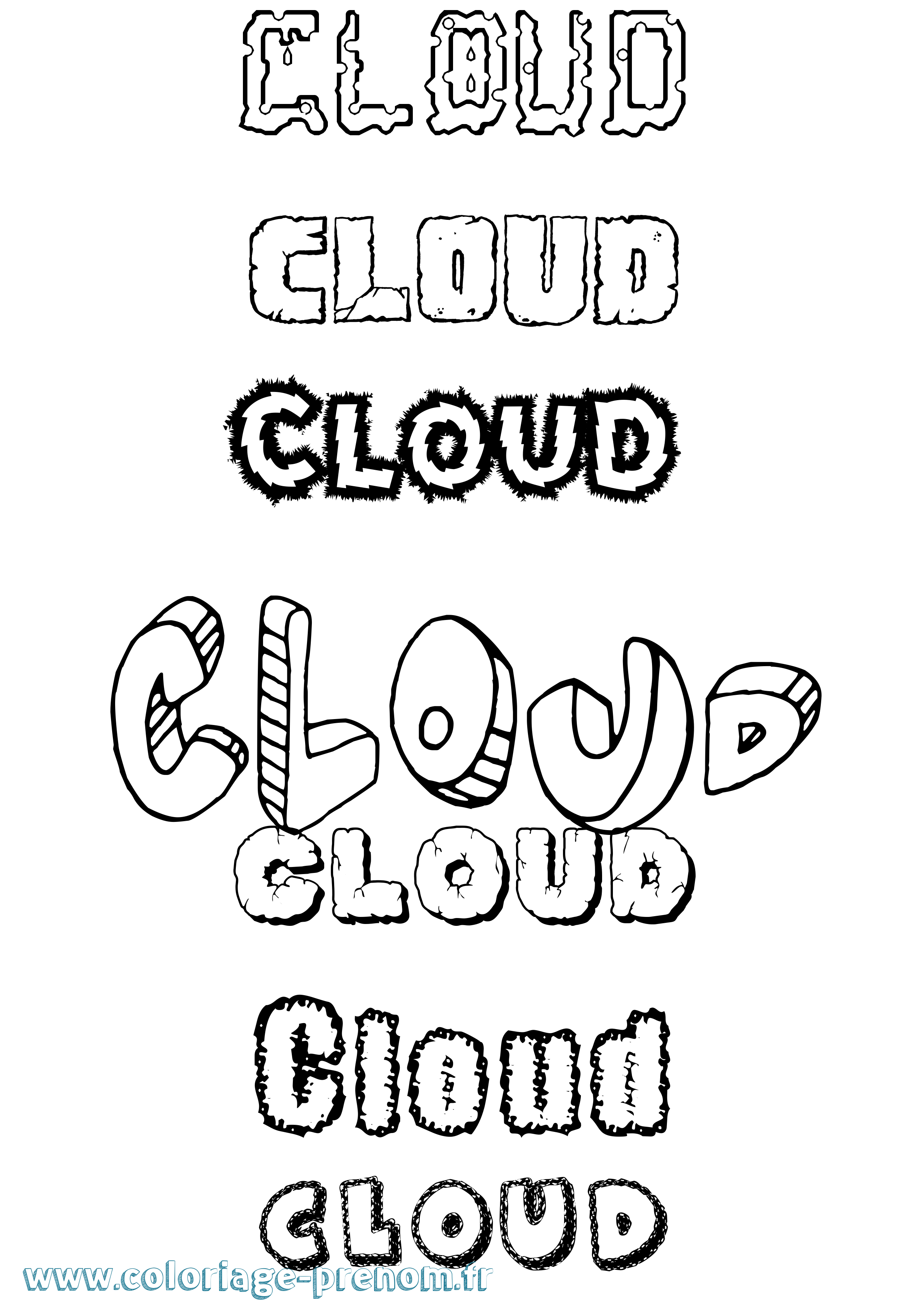 Coloriage Cloud Destructuré Coloriage prénom Cloud Destructuré