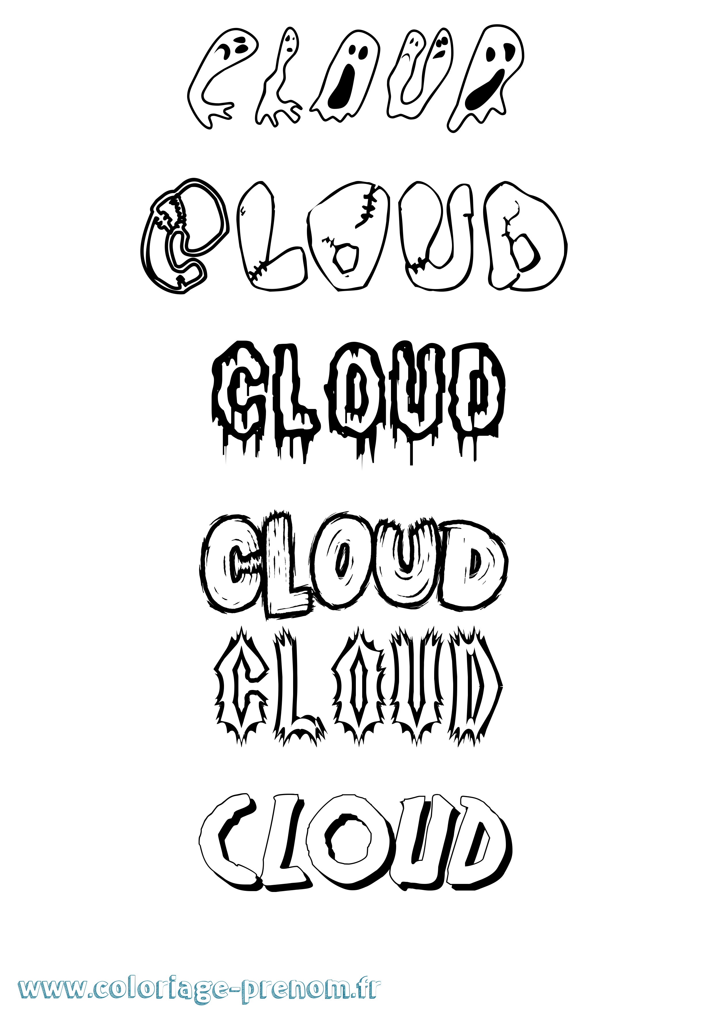Coloriage Cloud Frisson Coloriage prénom Cloud Frisson