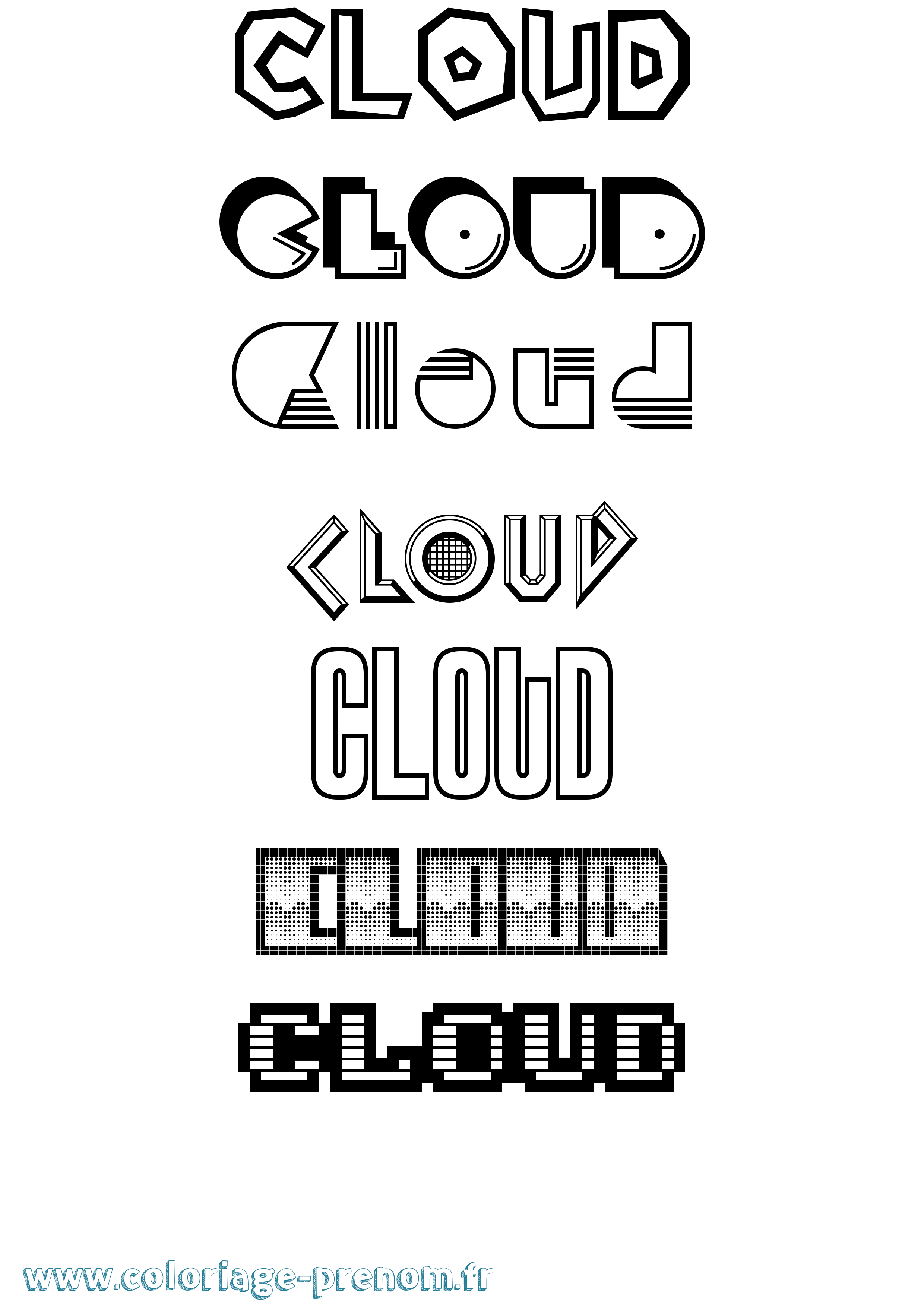 Coloriage Cloud Jeux Vidéos Coloriage prénom Cloud Jeux Vidéos