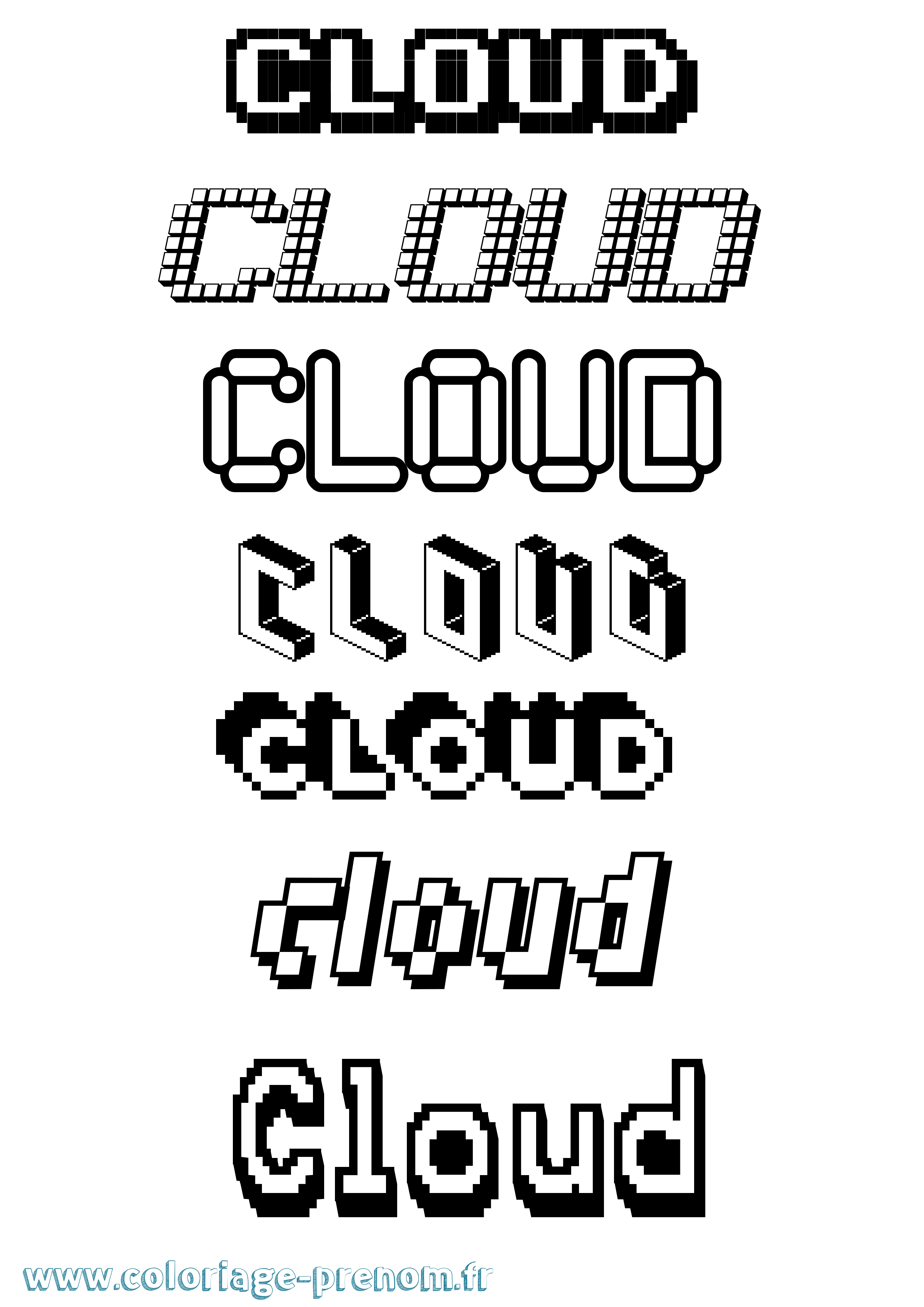 Coloriage Cloud Pixel Coloriage prénom Cloud Pixel