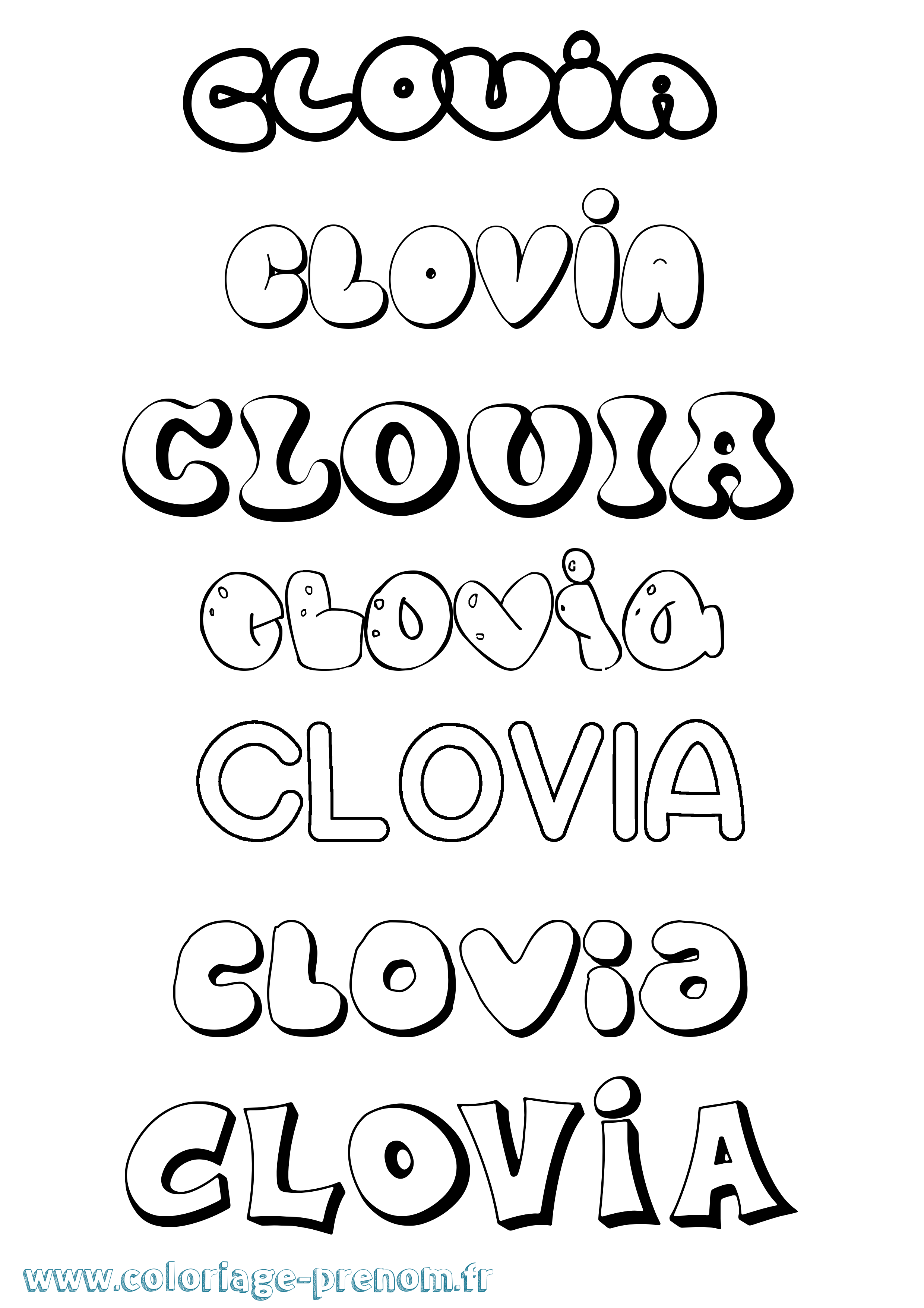Coloriage Clovia Bubble Coloriage prénom Clovia Bubble