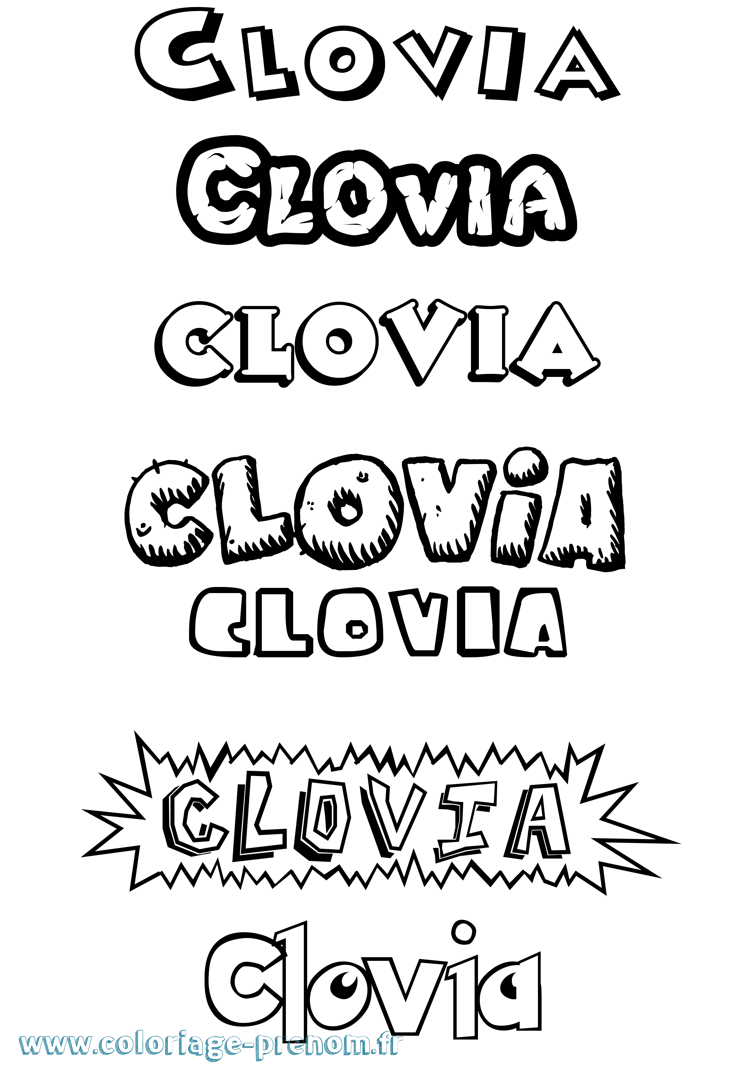 Coloriage Clovia Dessin Animé Coloriage prénom Clovia Dessin Animé