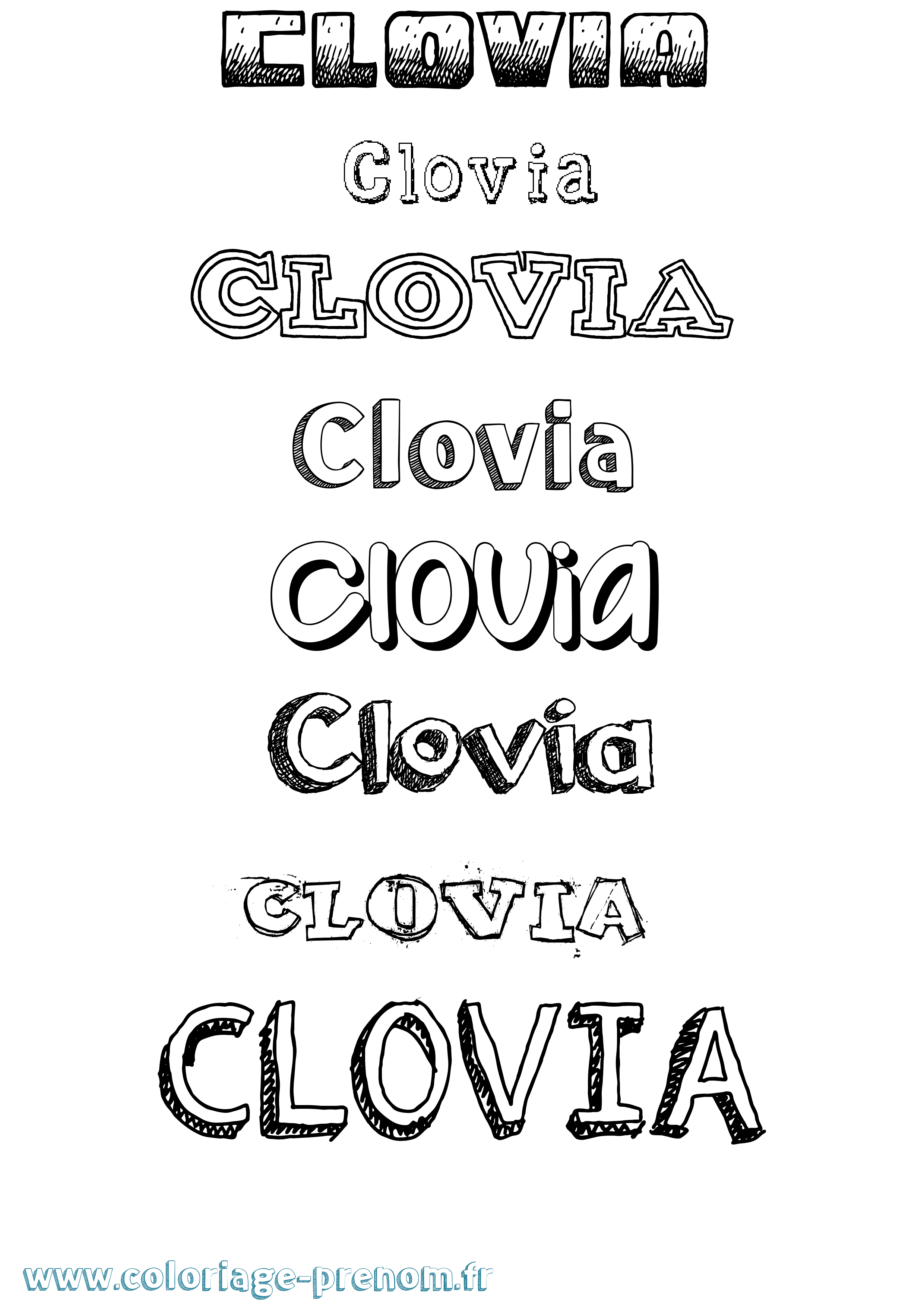 Coloriage Clovia Dessiné Coloriage prénom Clovia Dessiné
