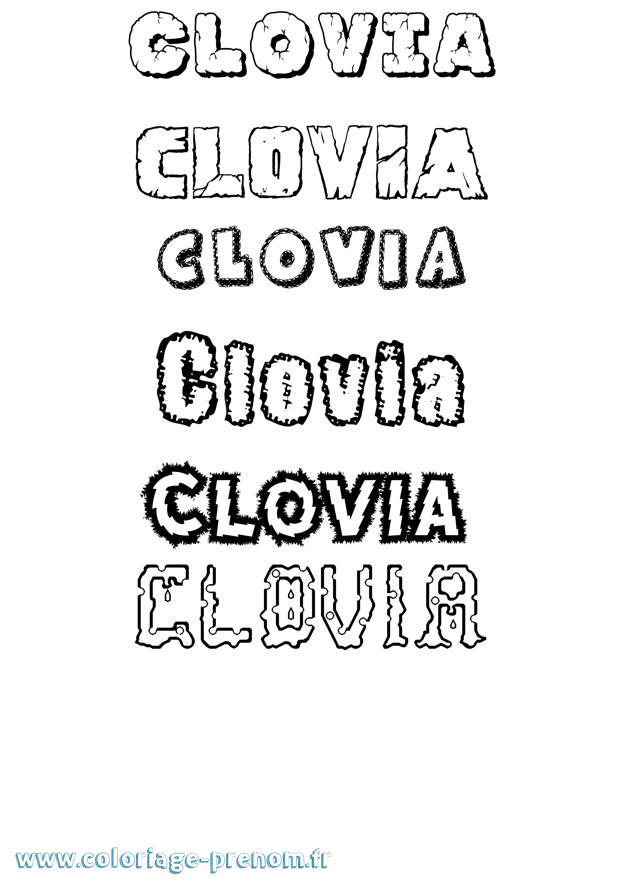 Coloriage Clovia Destructuré Coloriage prénom Clovia Destructuré