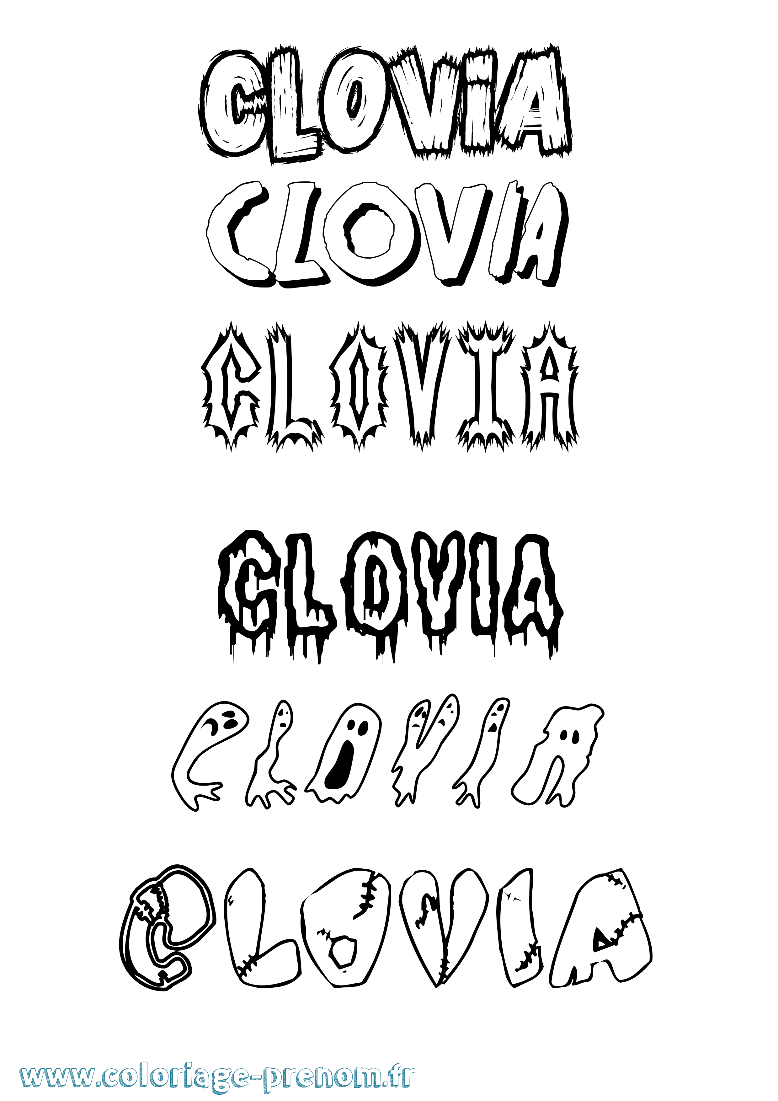 Coloriage Clovia Frisson Coloriage prénom Clovia Frisson