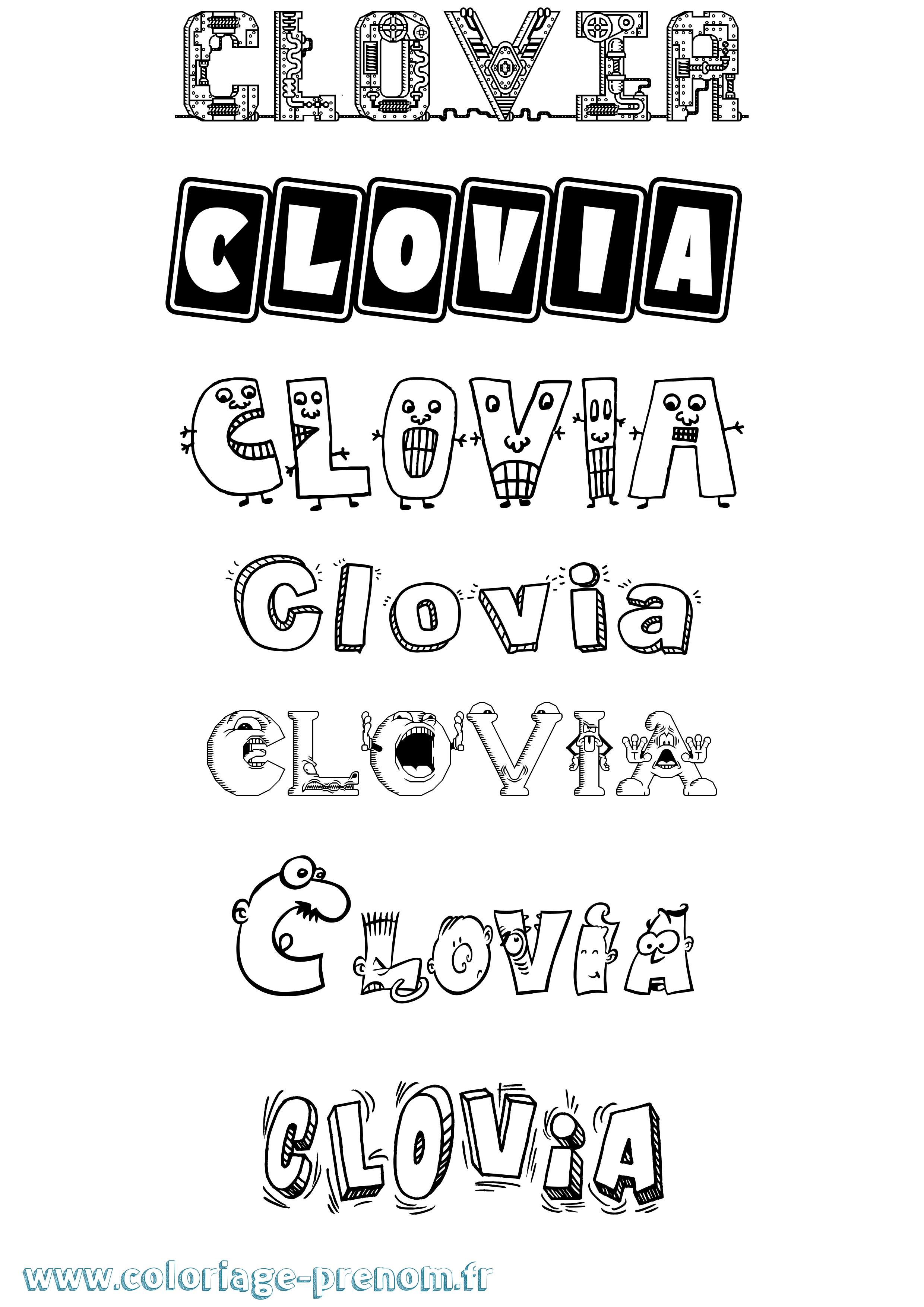 Coloriage Clovia Fun Coloriage prénom Clovia Fun