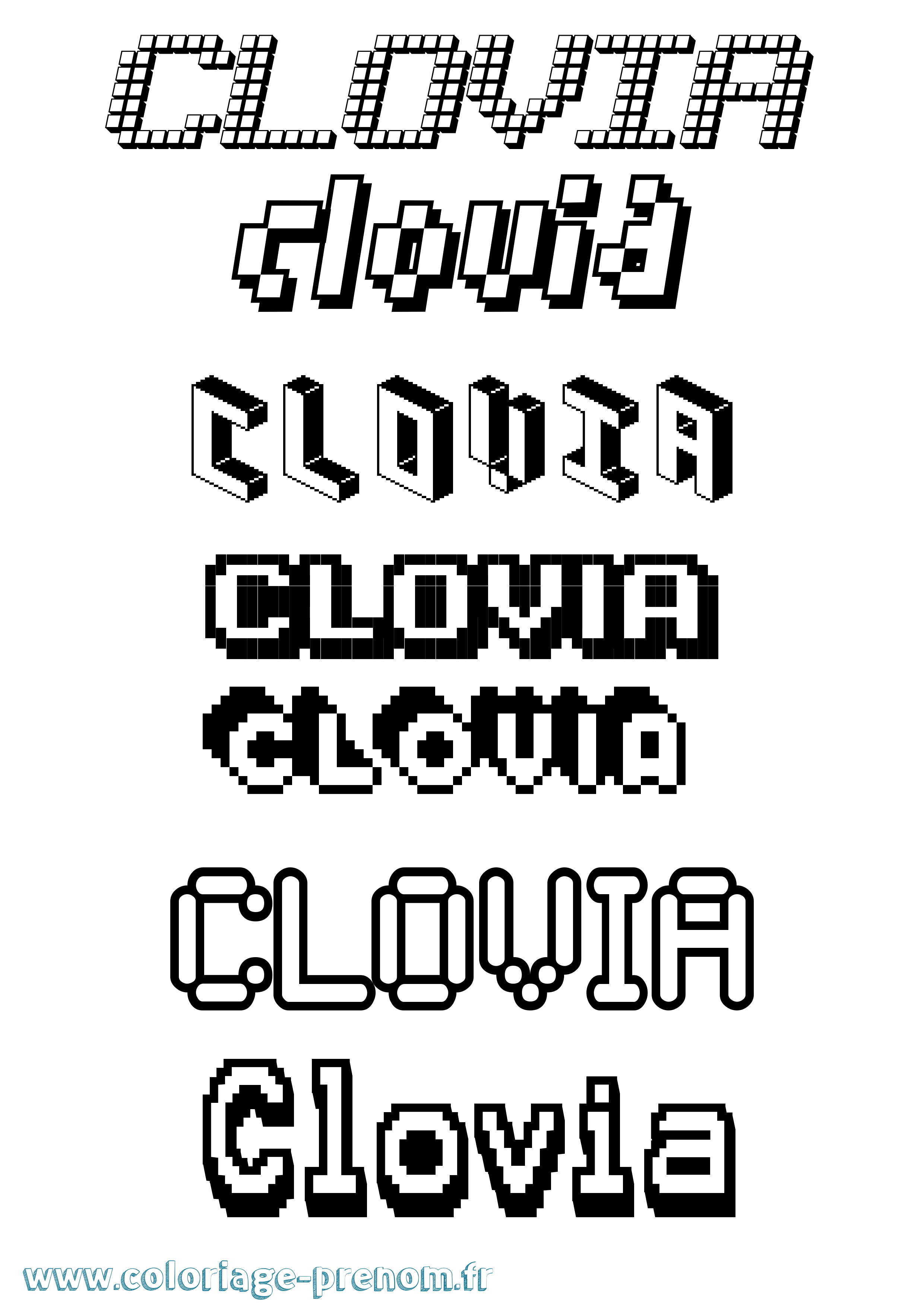 Coloriage Clovia Pixel Coloriage prénom Clovia Pixel