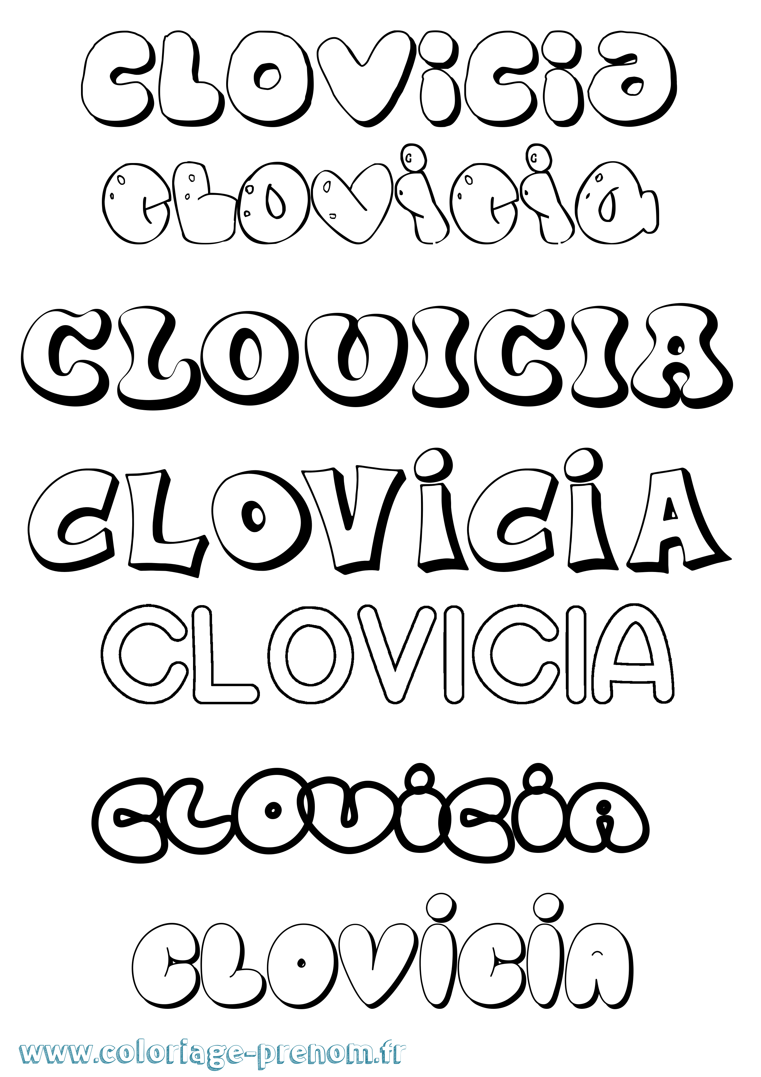 Coloriage Clovicia Bubble Coloriage prénom Clovicia Bubble