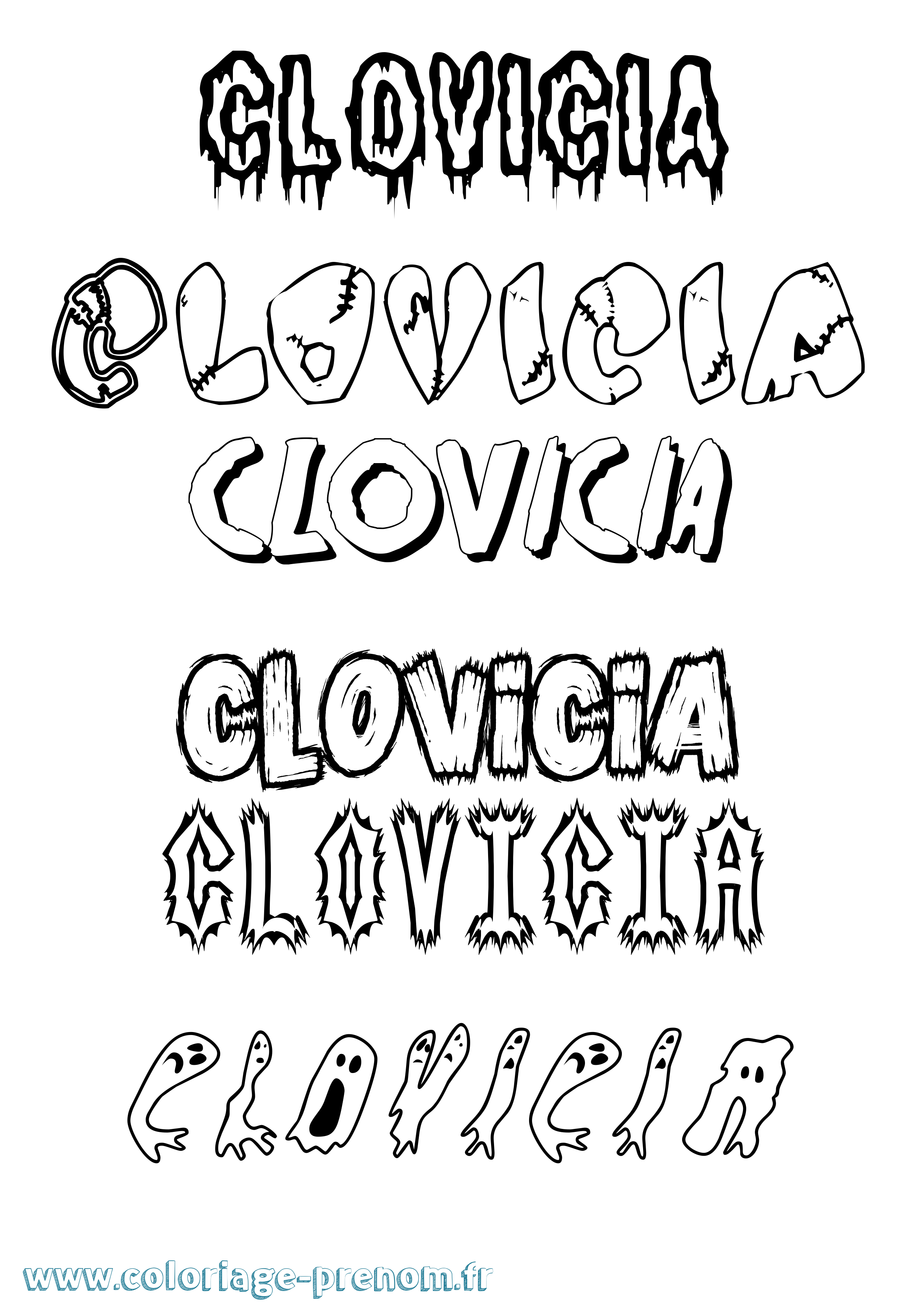 Coloriage Clovicia Frisson Coloriage prénom Clovicia Frisson